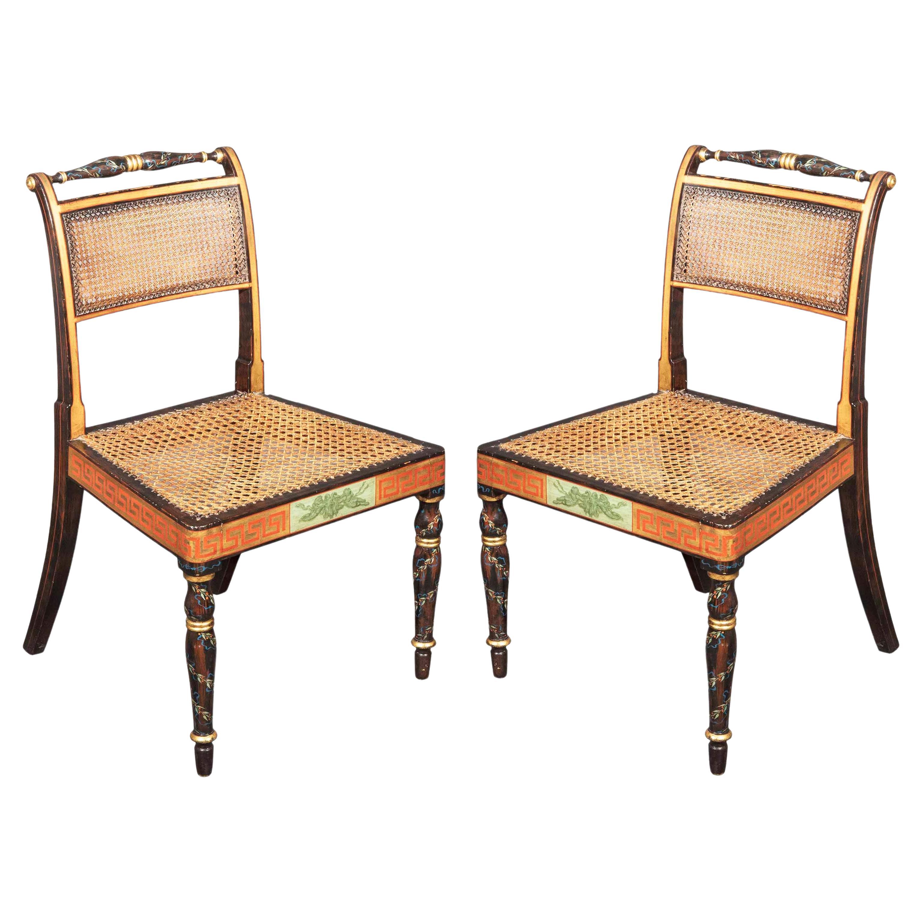 Georgianische Regency-Stühle im Regency-Stil, bemalt, 3 Paare verfügbar