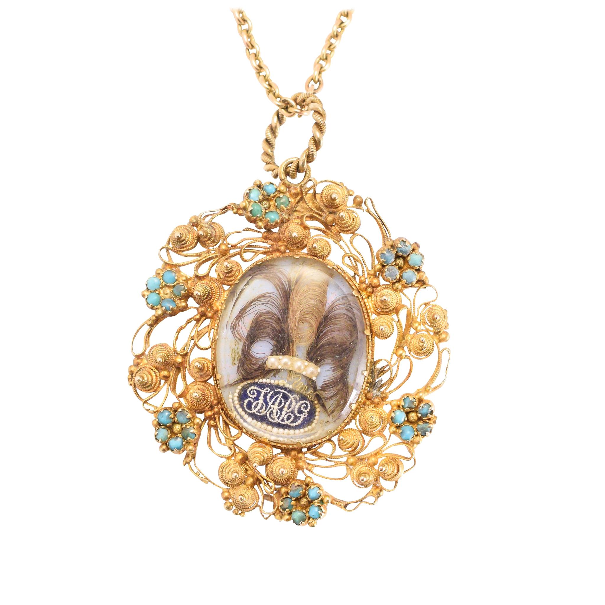 Georgian Regency Period Cannetille Forget-Me-Not Locket