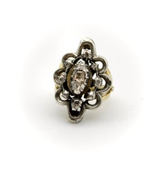 Georgianischer Revival-Ring aus 14 Karat Sterlingsilber mit Diamanten