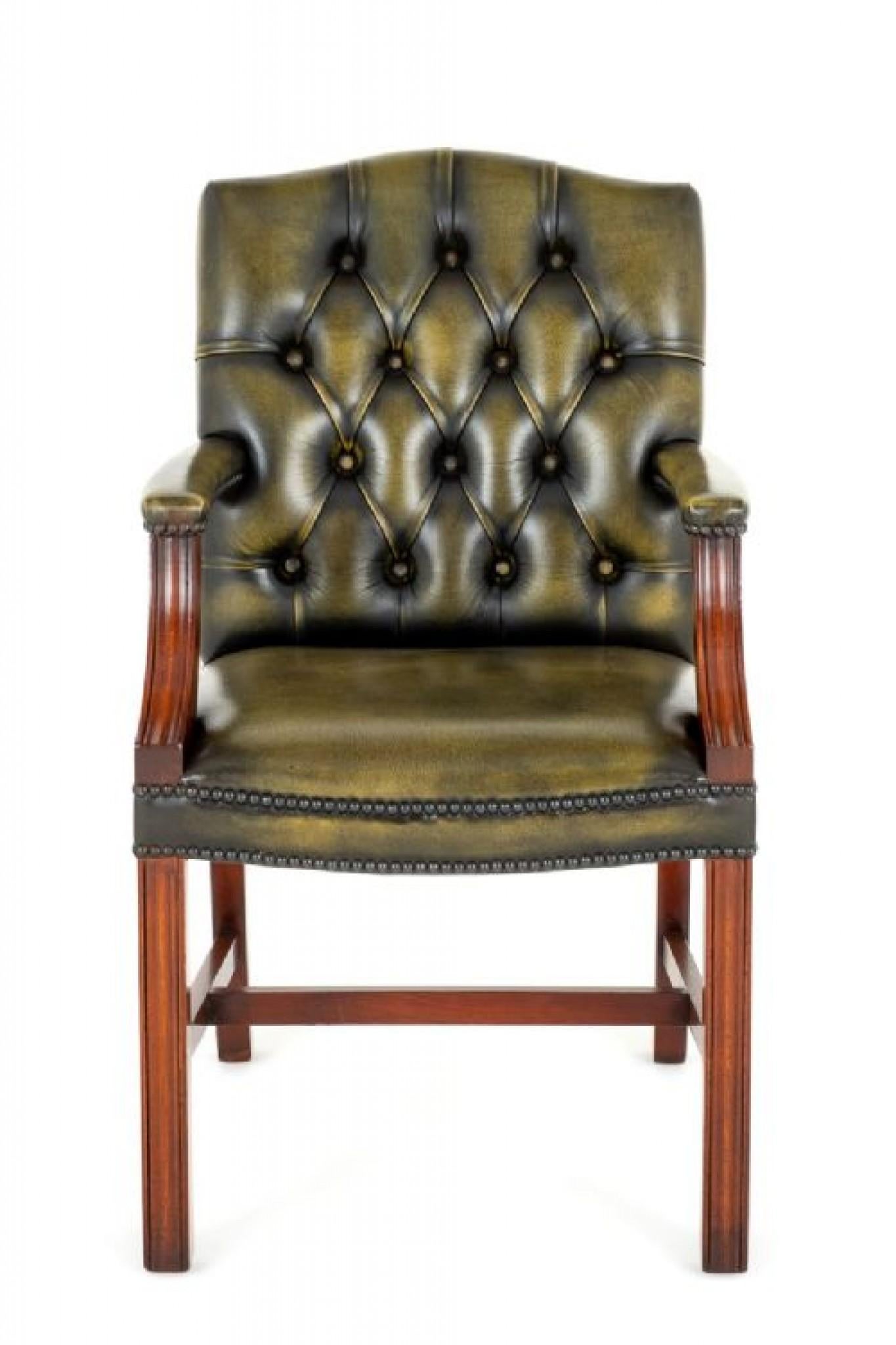 Mahogany Georgian Revival Arm Chair Leather Gainsborough