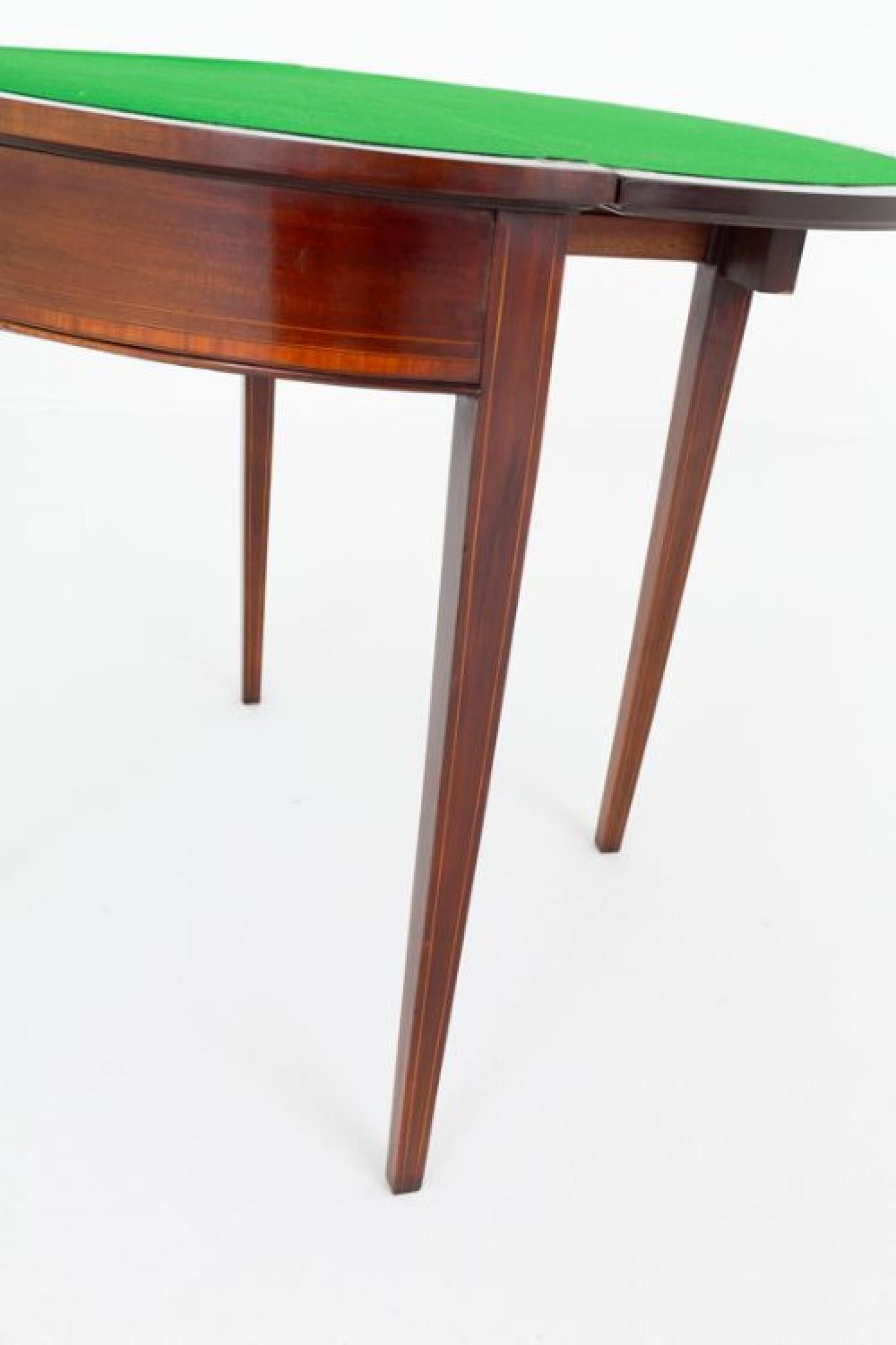 Georgian Revival mahogany card table
This demi lune card table is of a Georgian design
The table is raised upon tapered legs
We can ship to anywhere in the world including the US, please get in touch for a shipping quote
The whole of the table