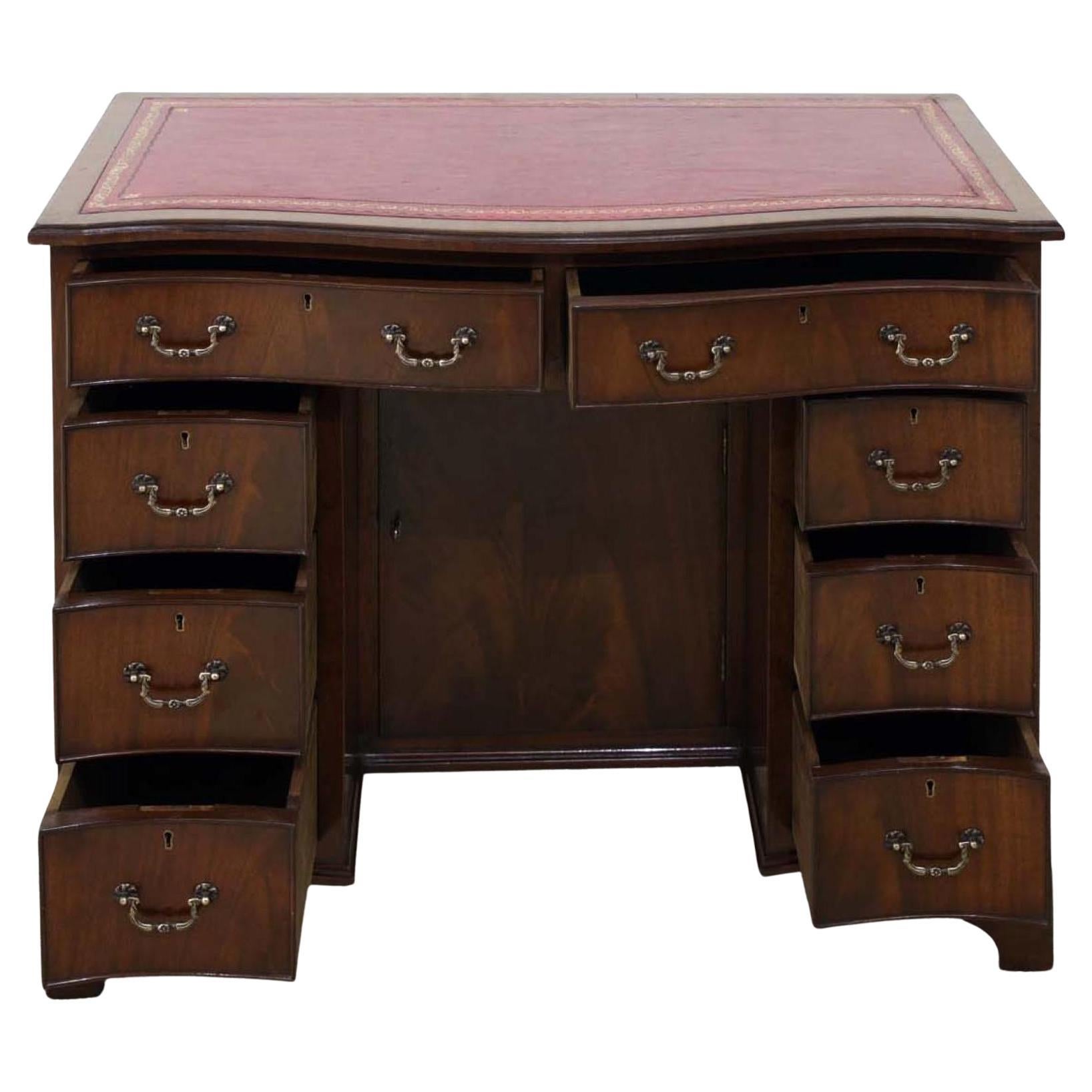 Georgian Revival Desk Mahogany Knee Hole Writing Table For Sale