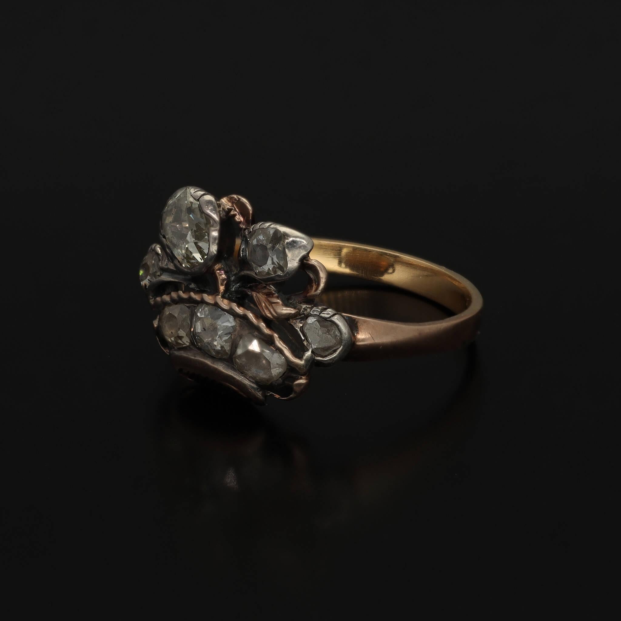 Georgian Revival Diamond Giardinetti Ring, Antique Diamond Flower Basket Ring 1