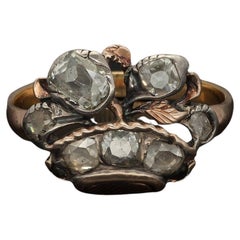 Georgian Revival Diamond Giardinetti Ring, Antique Diamond Flower Basket Ring