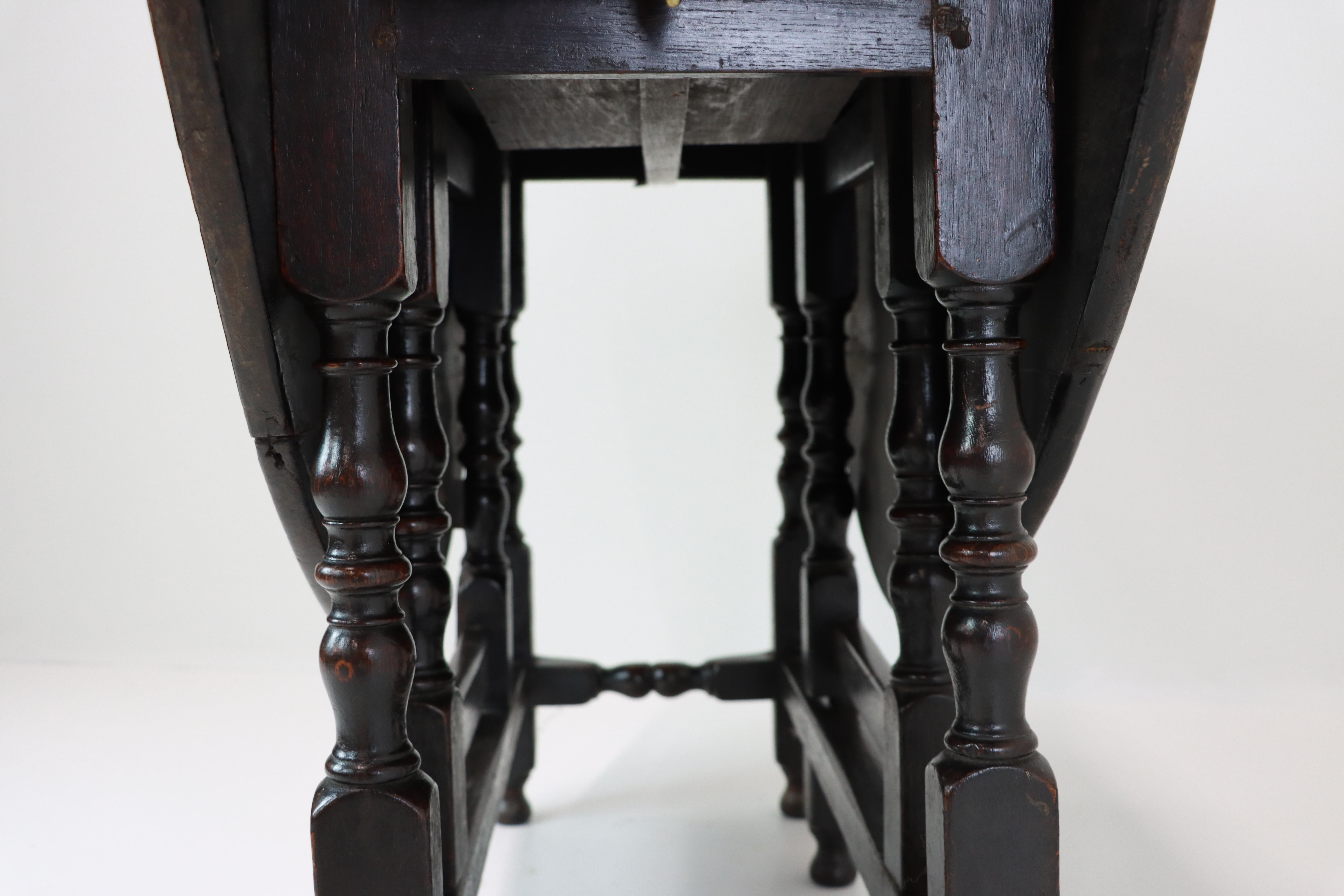 Georgian Revival English Barley Twist Oak Gateleg Table For Sale 6