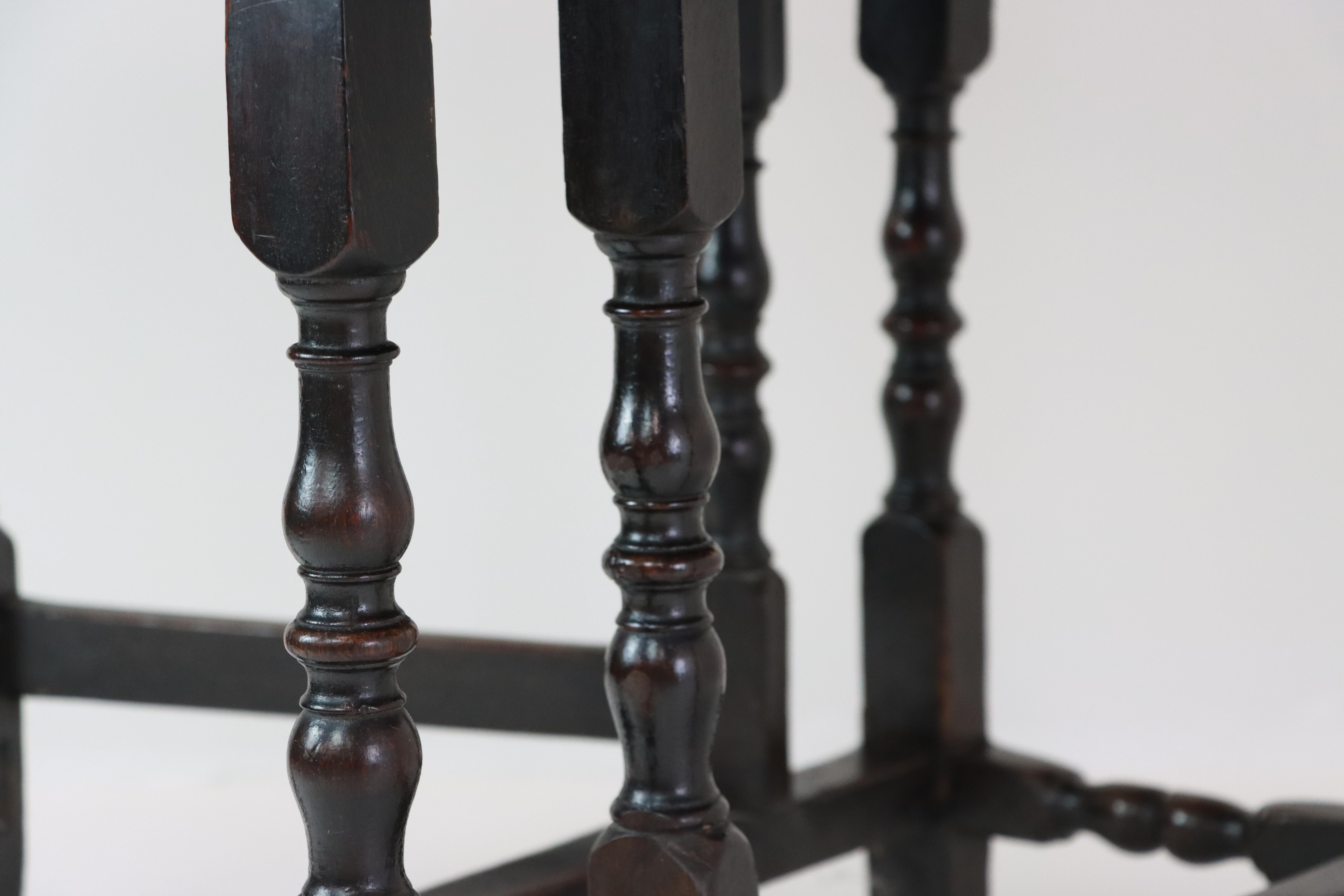 20th Century Georgian Revival English Barley Twist Oak Gateleg Table For Sale