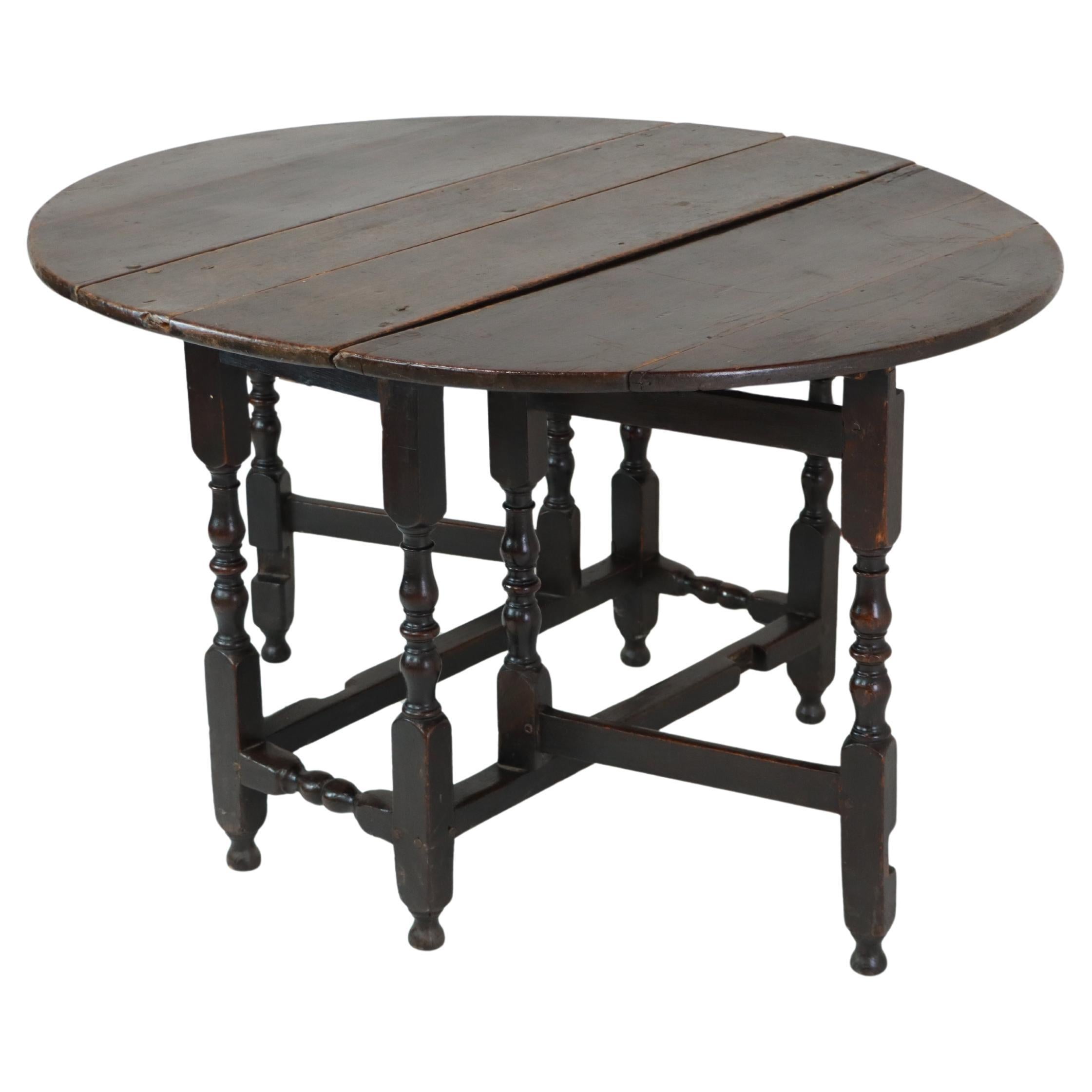 Georgian Revival English Barley Twist Oak Gateleg Table For Sale