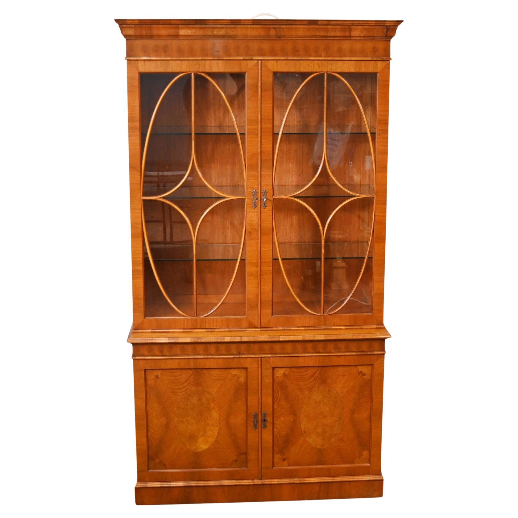 Georgian Revival Library Bookcase Walnut Cabinet