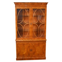 Vintage Georgian Revival Library Bookcase Walnut Cabinet