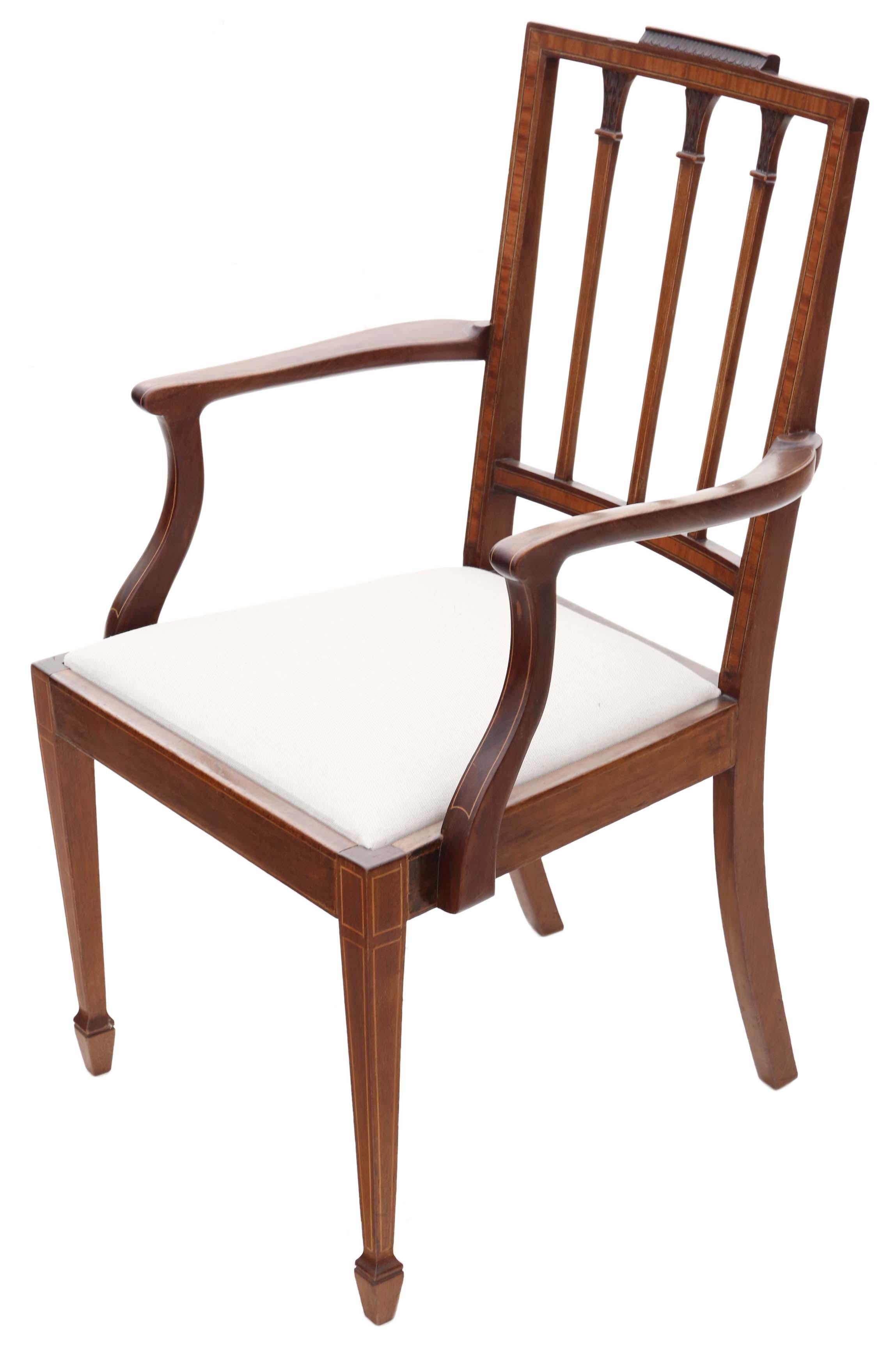 19th Century Georgian Revival Mahogany Dining Chairs: Set of 8 (6 + 2), Antique Quality, C190 For Sale
