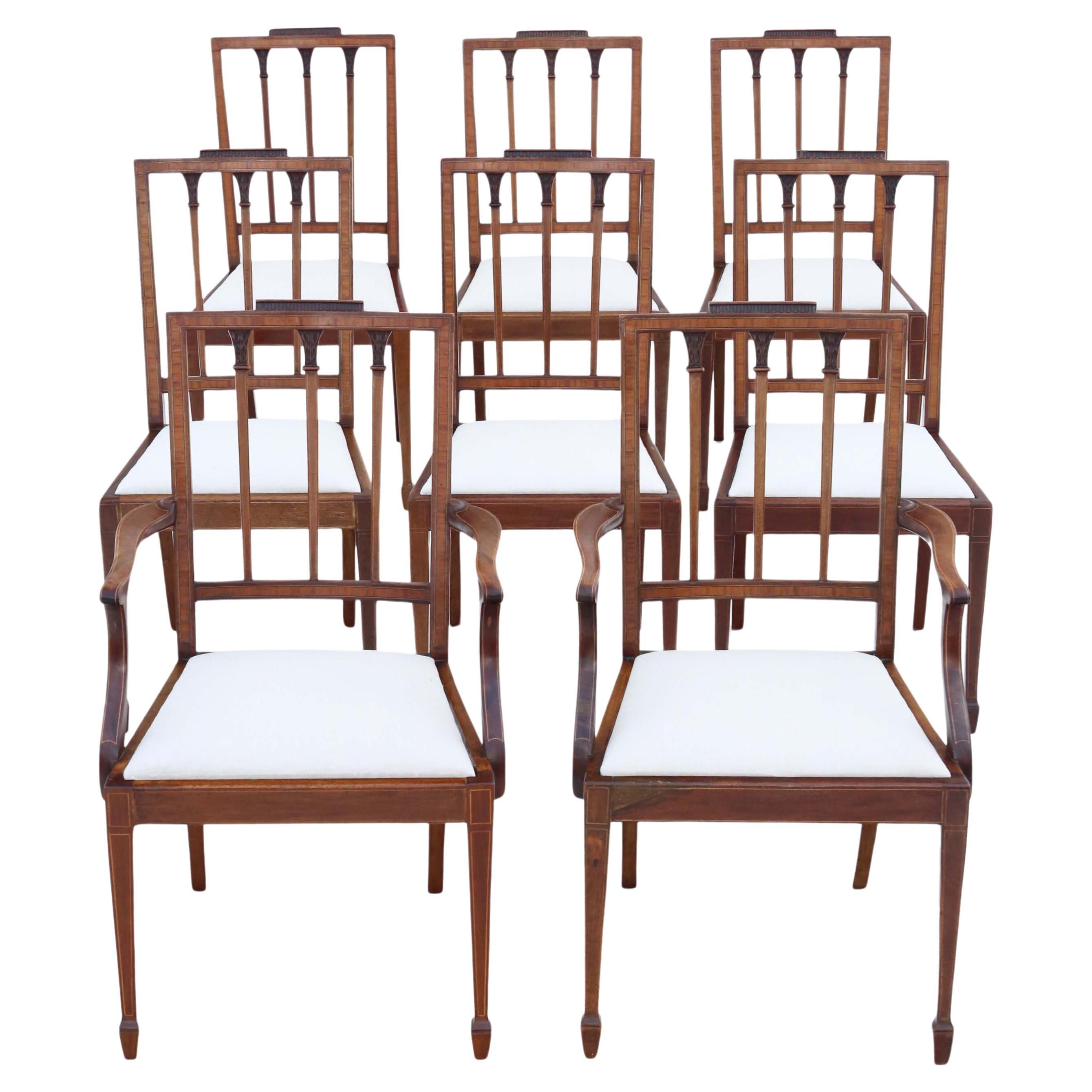 Georgian Revival Mahogany Dining Chairs: Set of 8 (6 + 2), Antique Quality, C190 For Sale