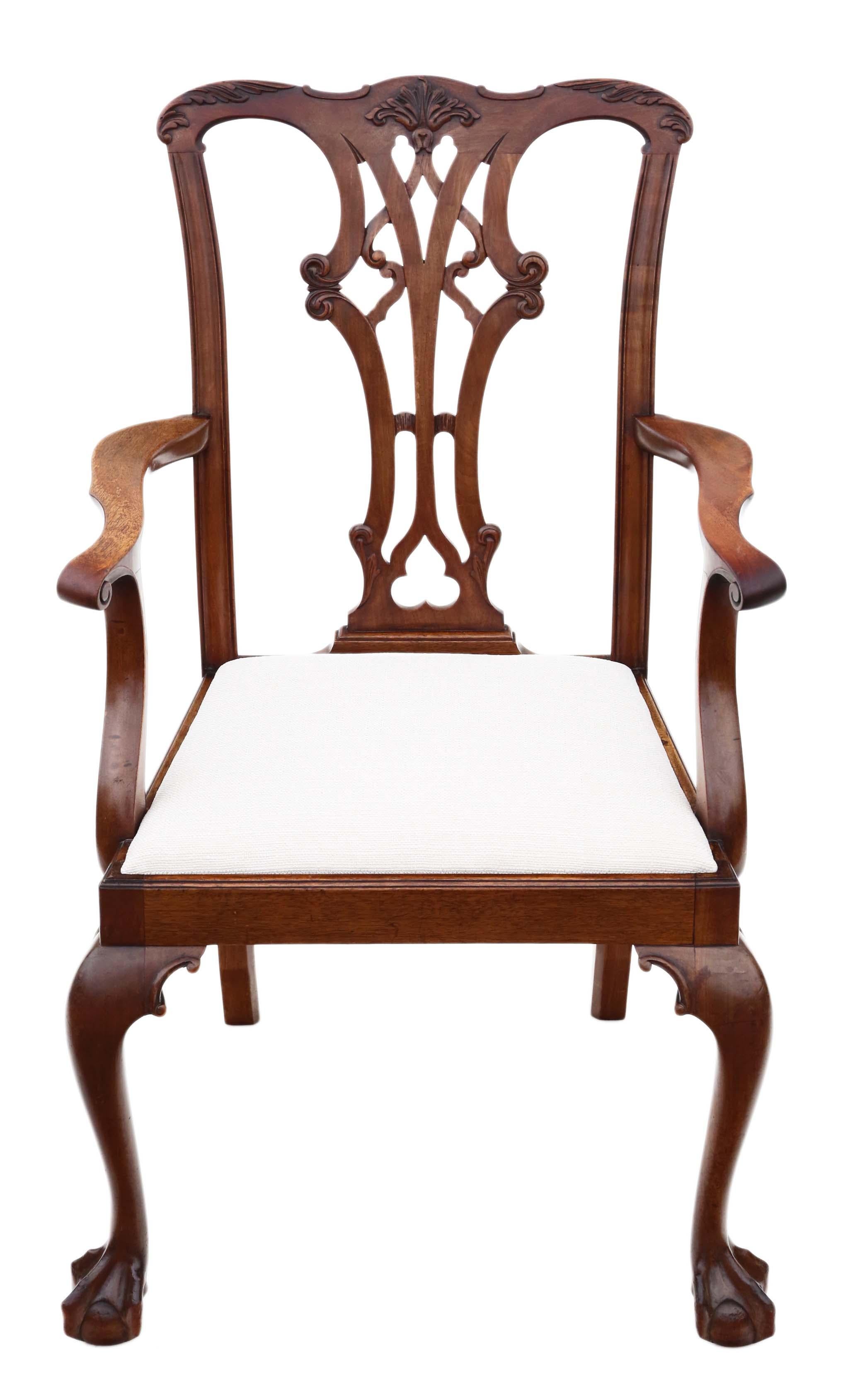 Esszimmerstühle aus Mahagoni im georgianischen Revival-Stil: 8er-Set (6+2), antike Qualität, um 1910 (Georgian) im Angebot
