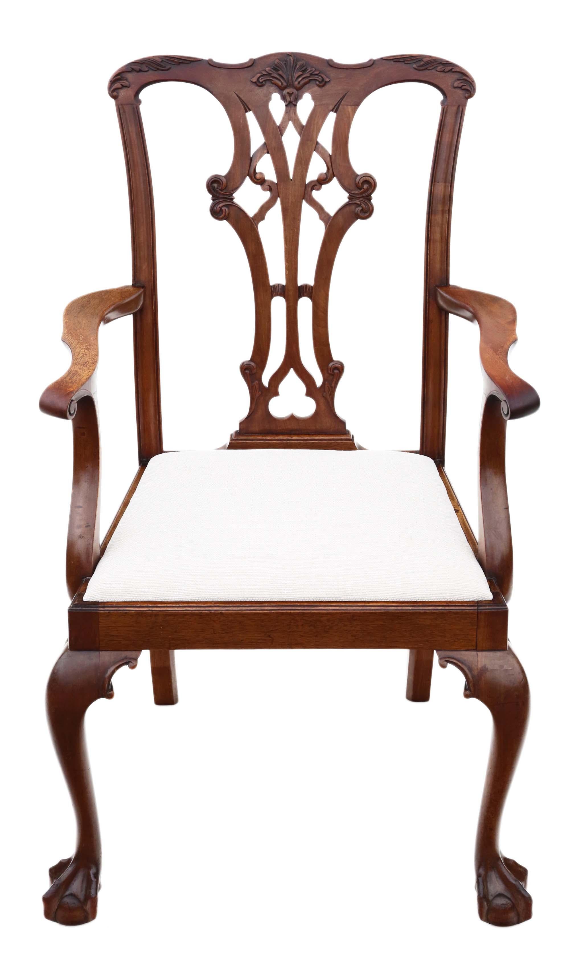 Early 20th Century Georgian Revival Mahogany Dining Chairs: Set of 8 (6+2), Antique Quality, C1910 For Sale