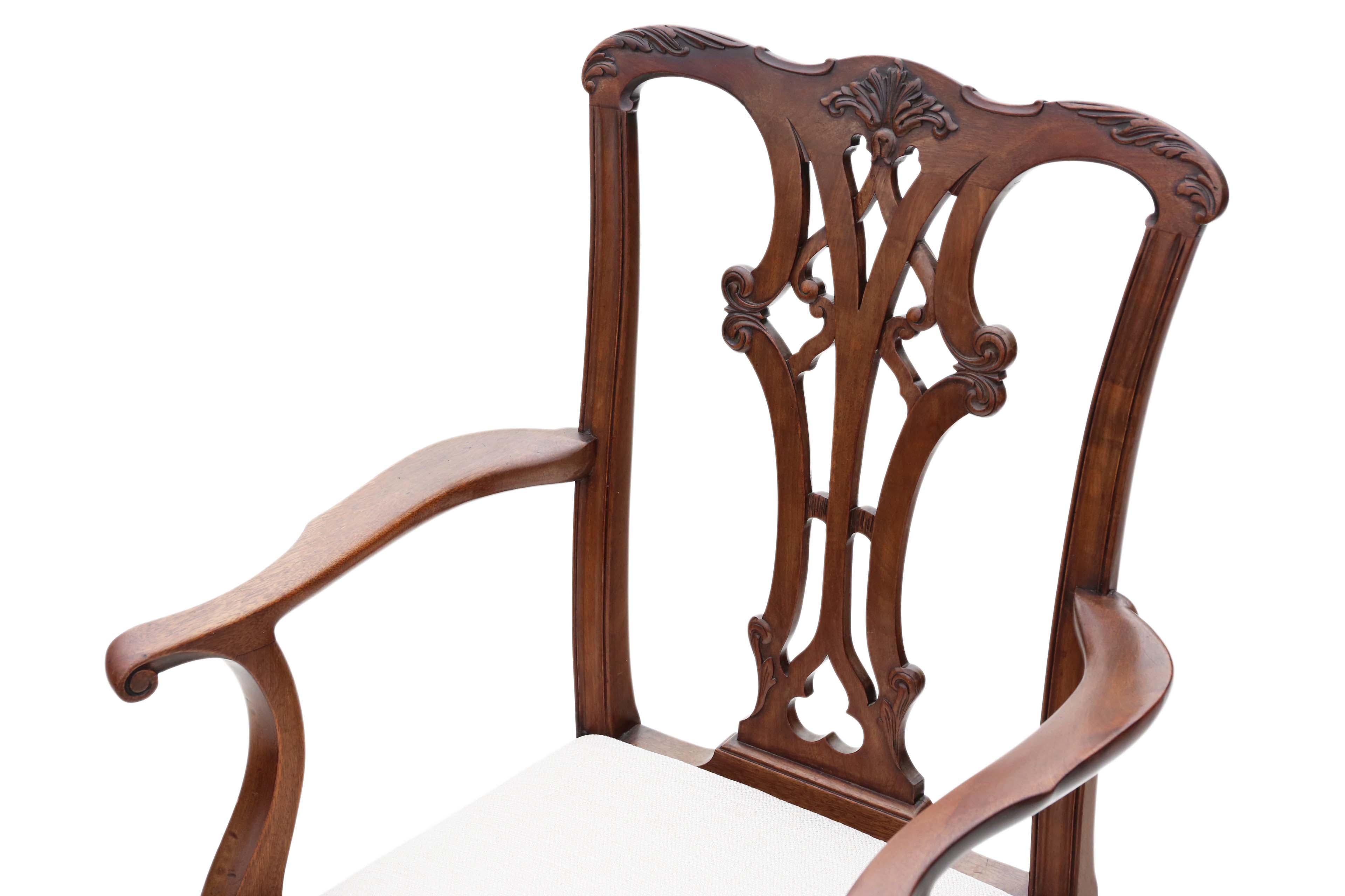 Georgian Revival Mahogany Dining Chairs: Set of 8 (6+2), Antique Quality, C1910 For Sale 2