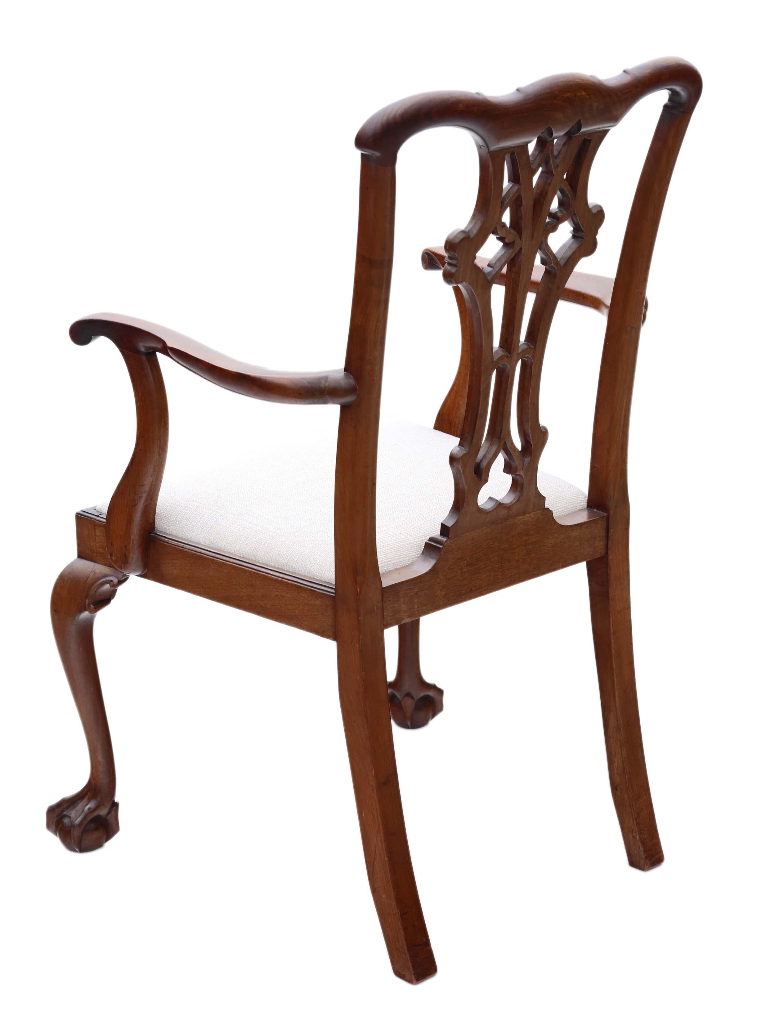 Georgian Revival Mahogany Dining Chairs: Set of 8 (6+2), Antique Quality, C1910 For Sale 3