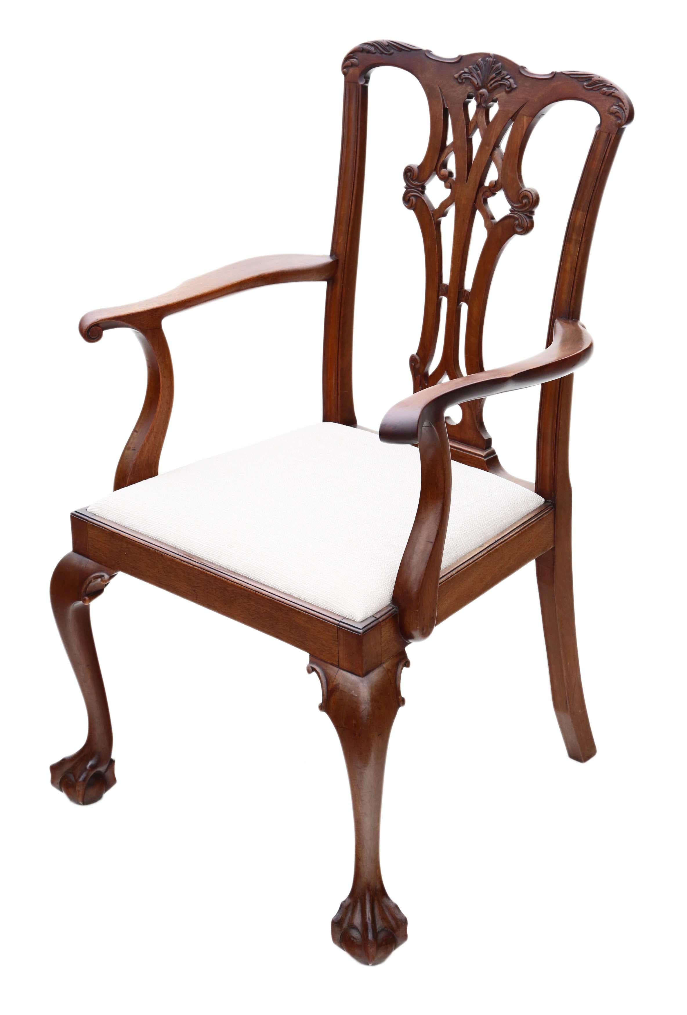 Georgian Revival Mahogany Dining Chairs: Set of 8 (6+2), Antique Quality, C1910 For Sale 4