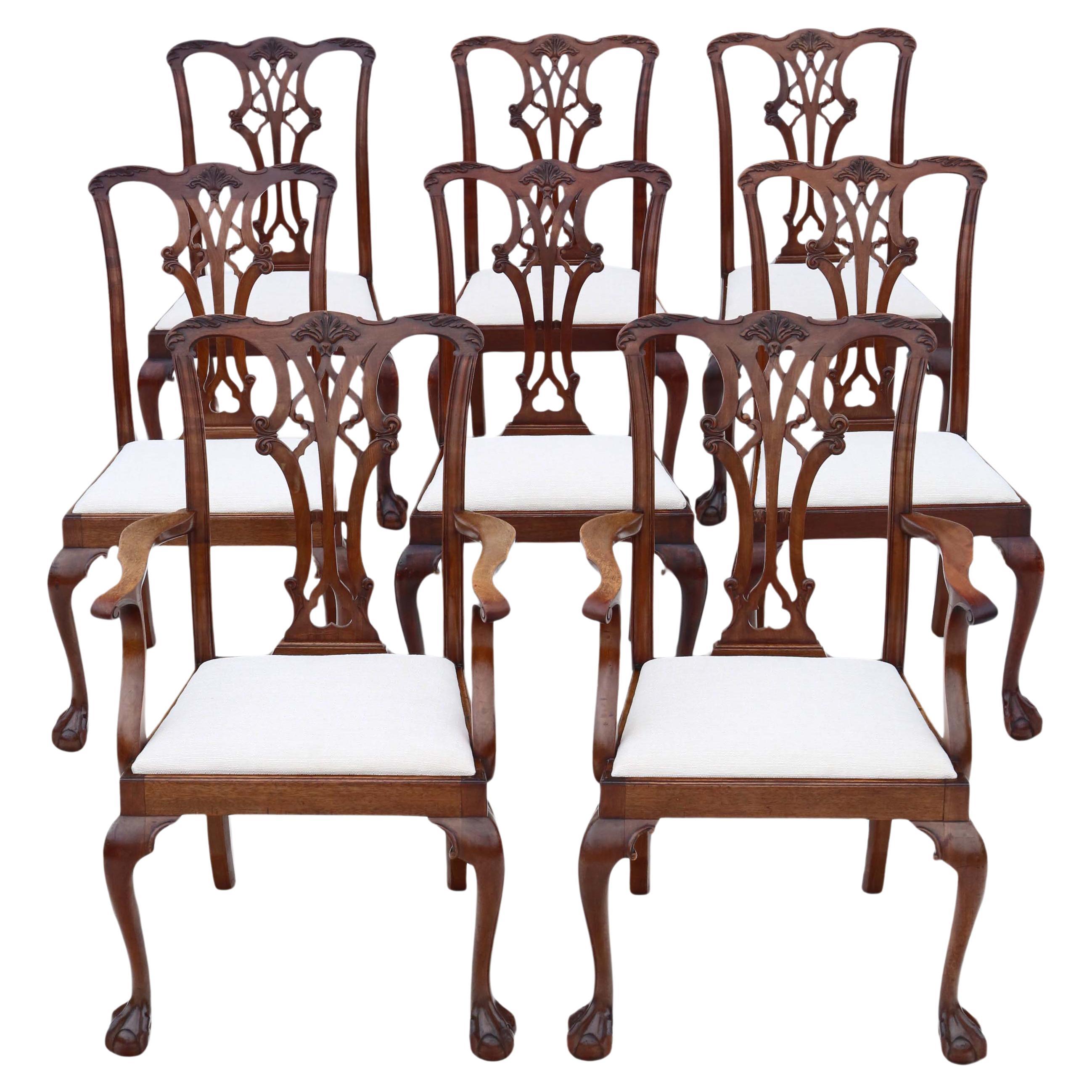 Georgian Revival Mahogany Dining Chairs: Set of 8 (6+2), Antique Quality, C1910 For Sale