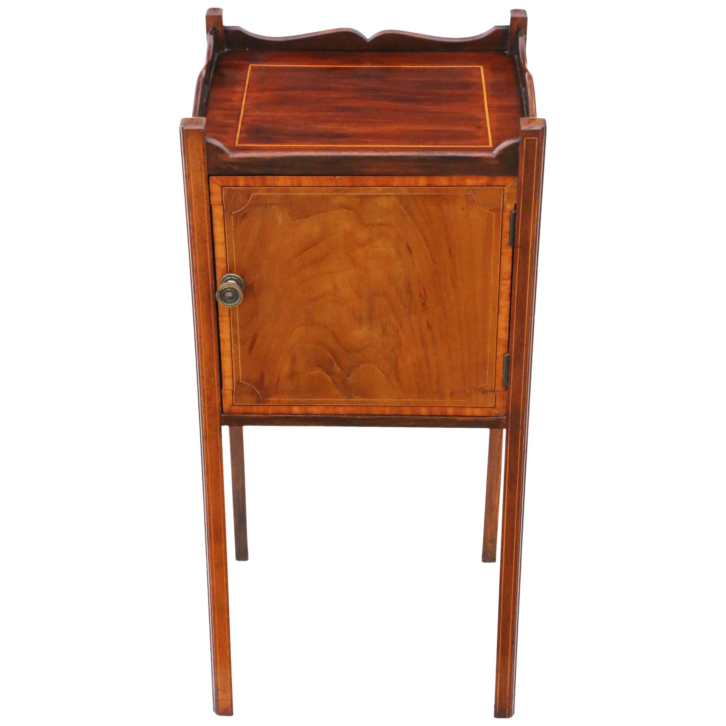 Georgian Revival Mahogany Tray Top Bedside Table Cupboardz