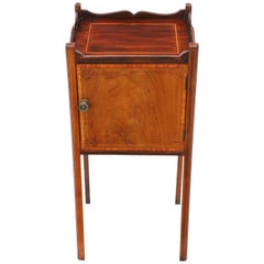 Antique Georgian Revival Mahogany Tray Top Bedside Table Cupboardz