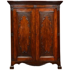 Antique Georgian Revival Mahogany Two-Door Wardrobe