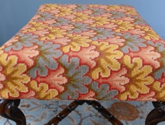 Georgian Revival Piano Stool Walnut Seat Needlepoint