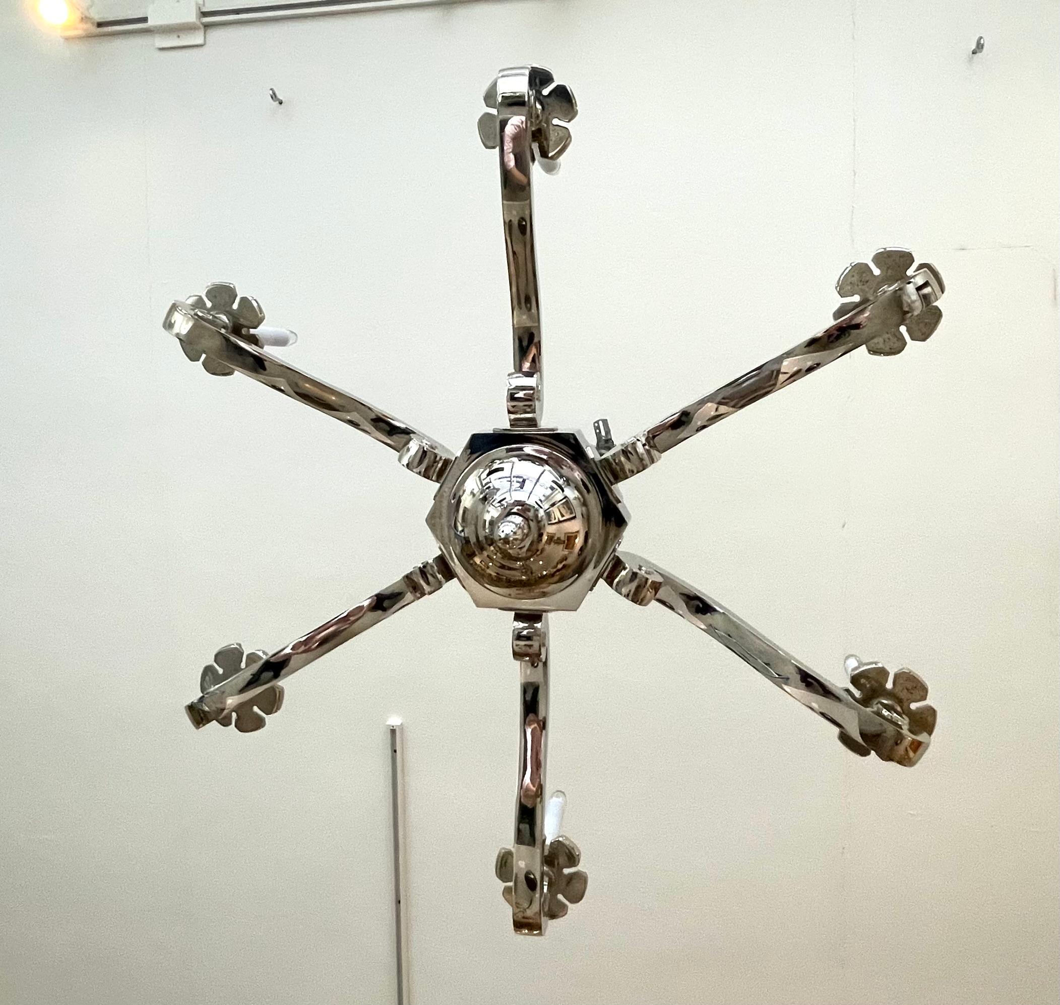 Georgian Revival Style Nickel Plated Chandelier  For Sale 8