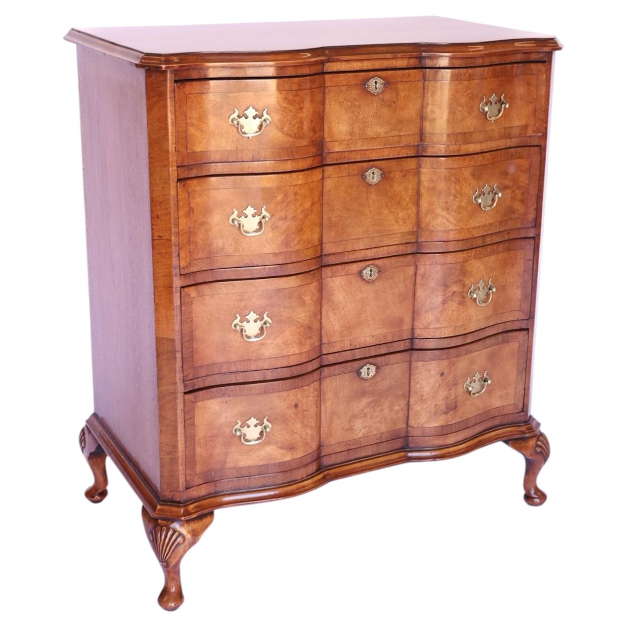 Georgian Revival Walnut 4 Drawer Chest 1920s For Sale