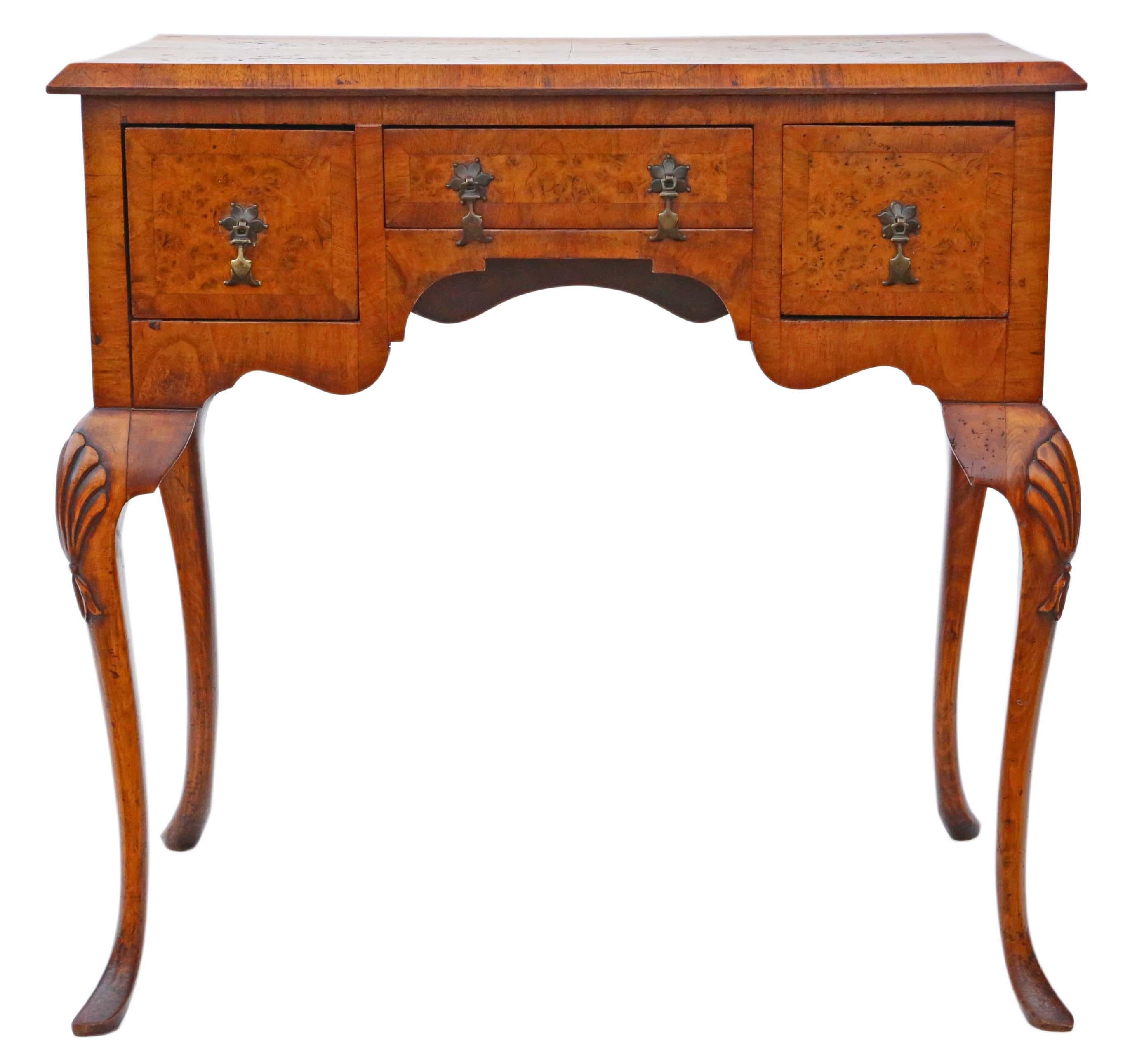 Georgian Revival Walnut Lowboy Writing Side Table of Antique Quality from circa  In Good Condition In Wisbech, Cambridgeshire
