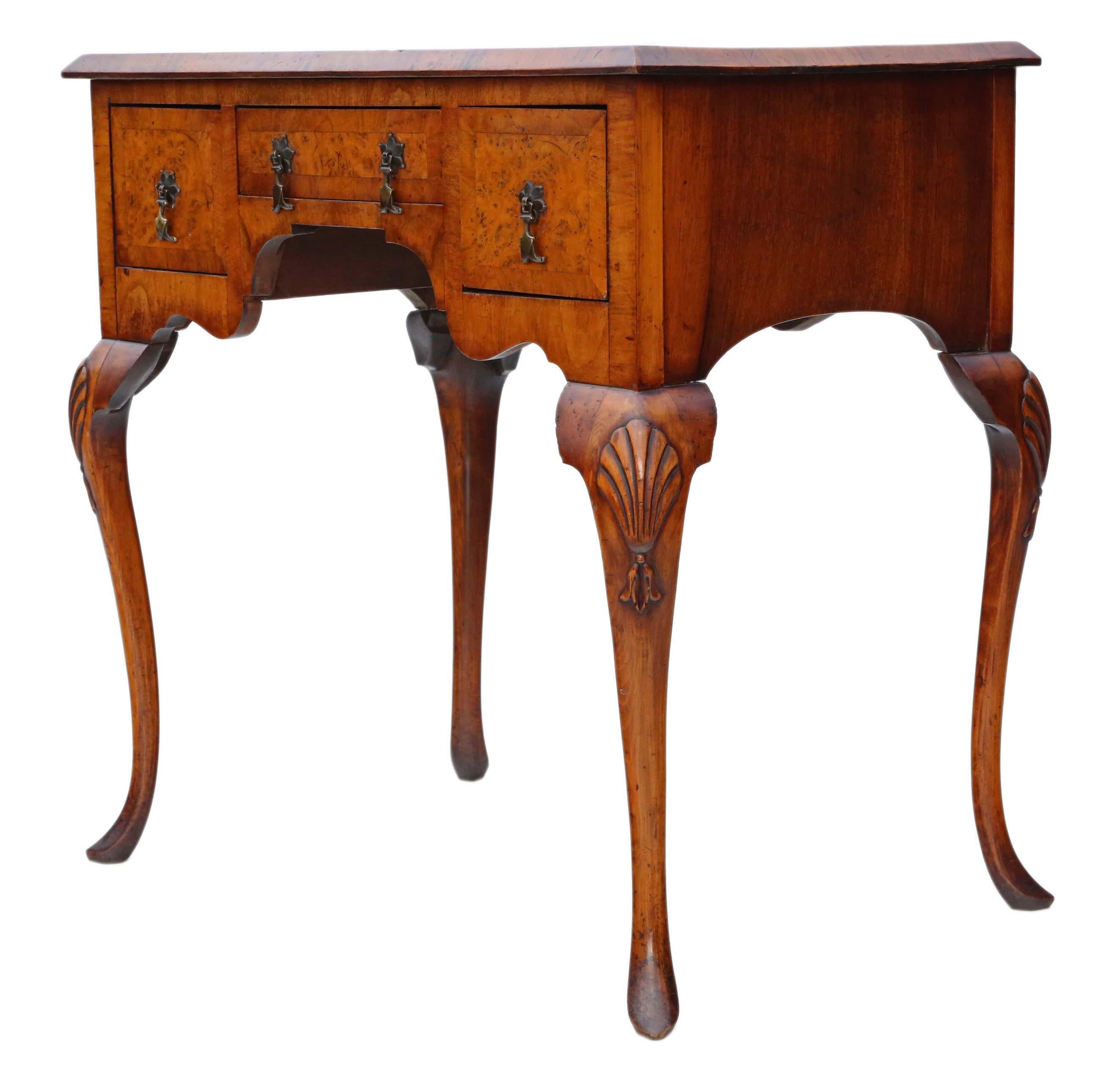 Early 20th Century Georgian Revival Walnut Lowboy Writing Side Table of Antique Quality from circa 