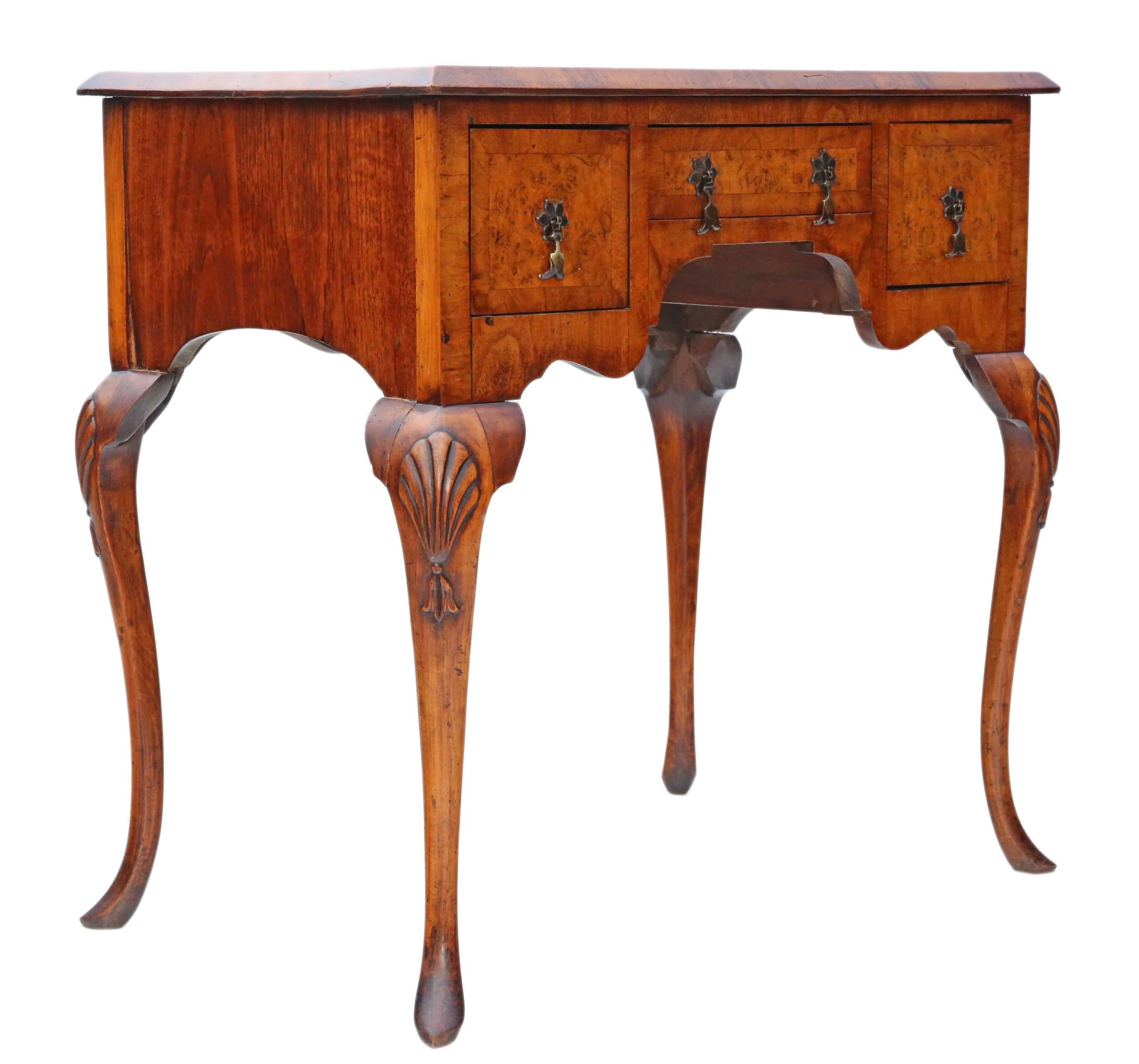 Georgian Revival Walnut Lowboy Writing Side Table of Antique Quality from circa  1