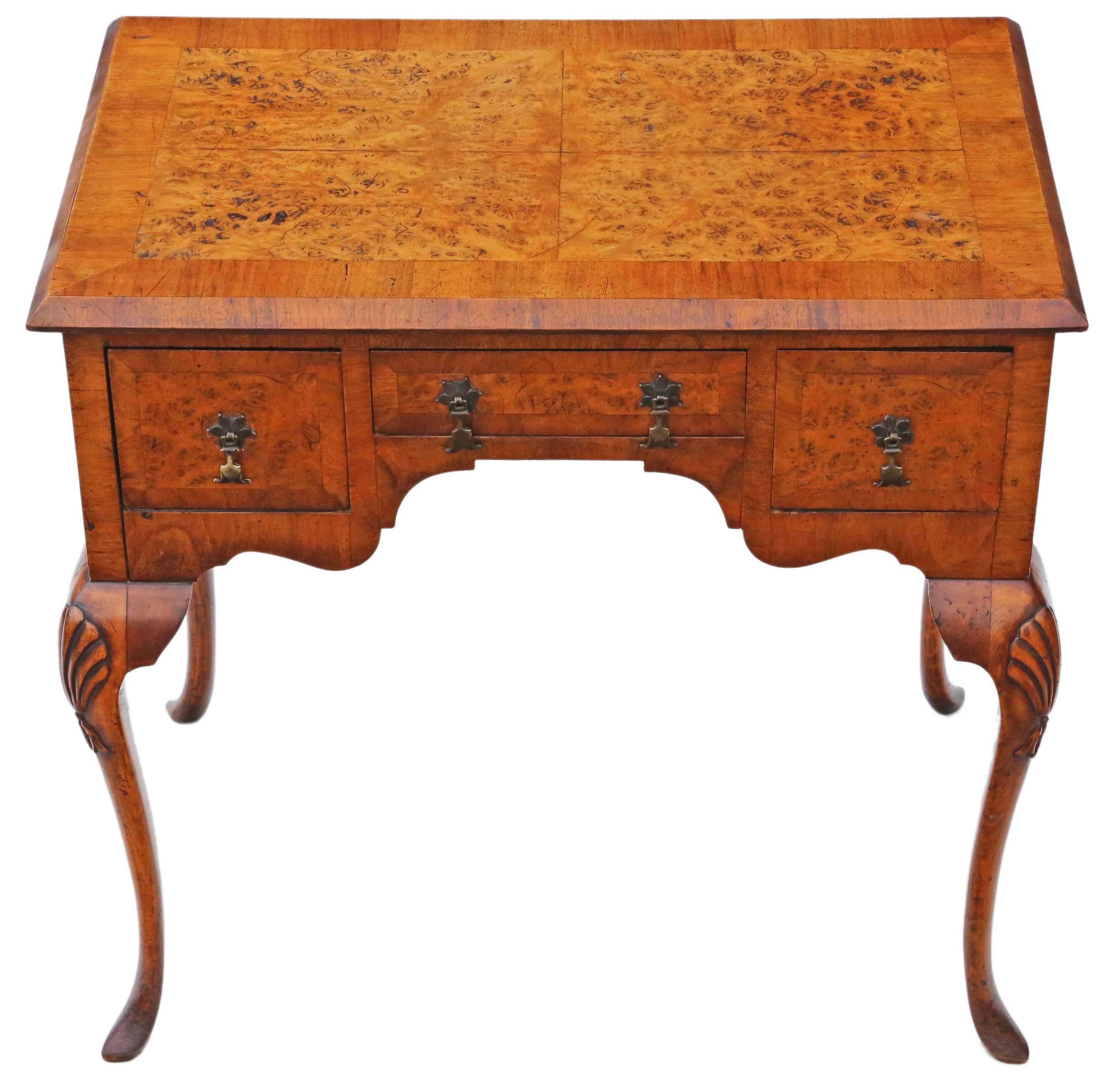 Georgian Revival Walnut Lowboy Writing Side Table of Antique Quality from circa  3