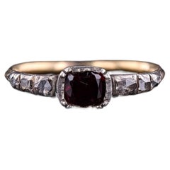 Georgian Rhodolite Garnet and Diamond Ring of 14k Gold