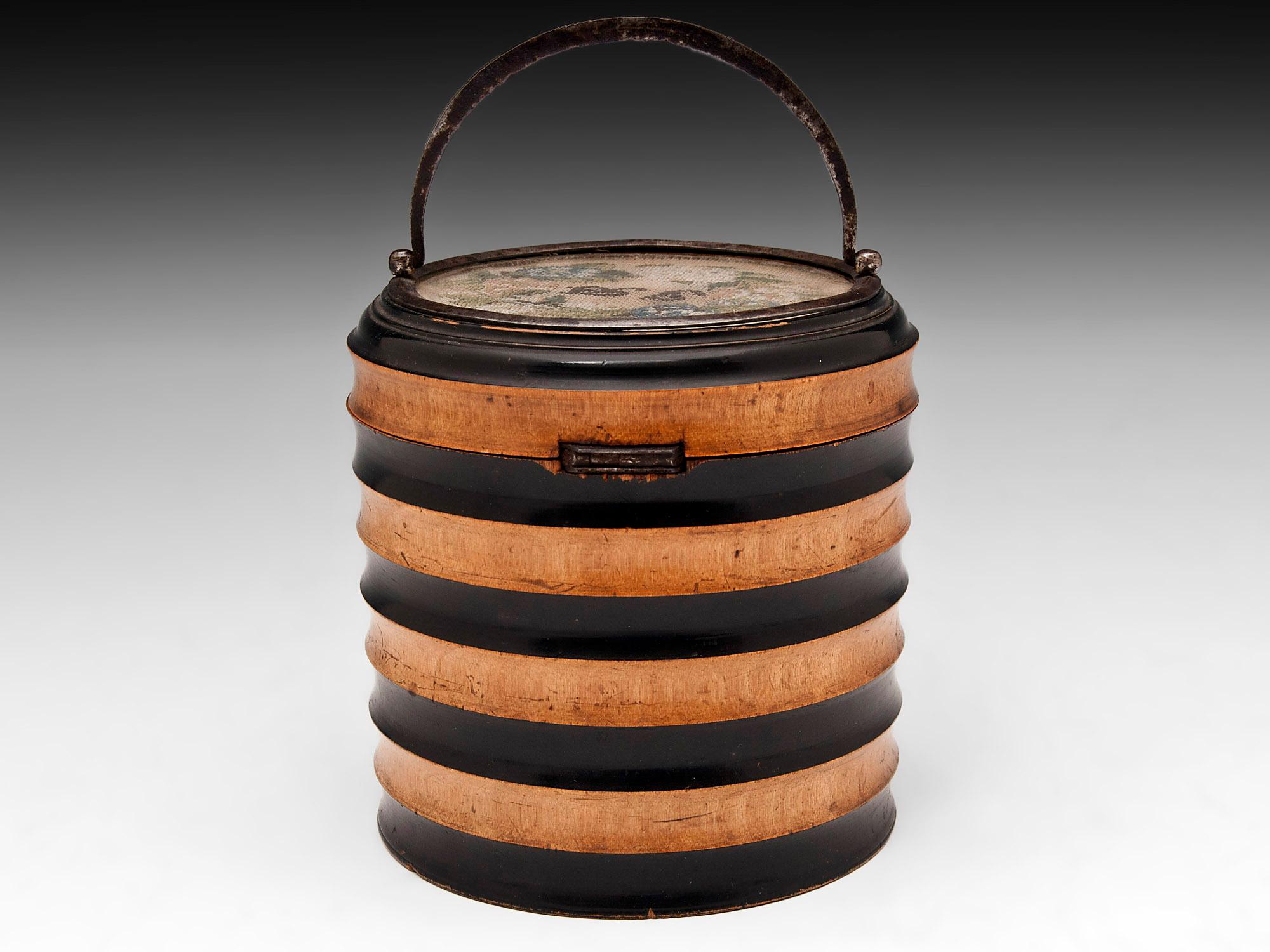 Cut Steel Georgian Ribbed Bucket Tea Caddy For Sale