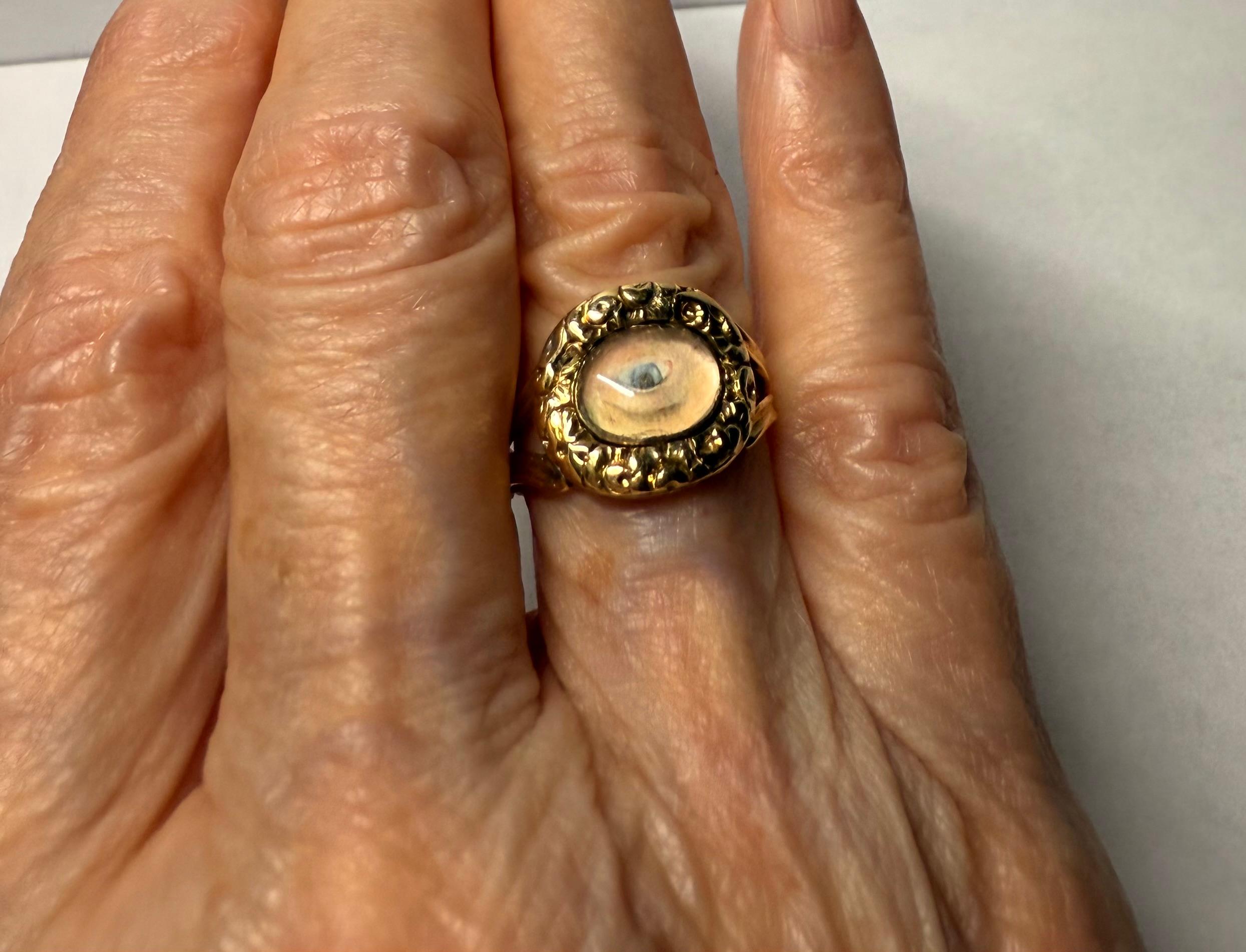 Anello georgiano Un ritratto in miniatura di un occhio innamorato in vendita 2