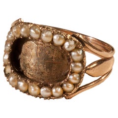 Bague géorgienne en gage d'amour avec perles de rocaille et or rose