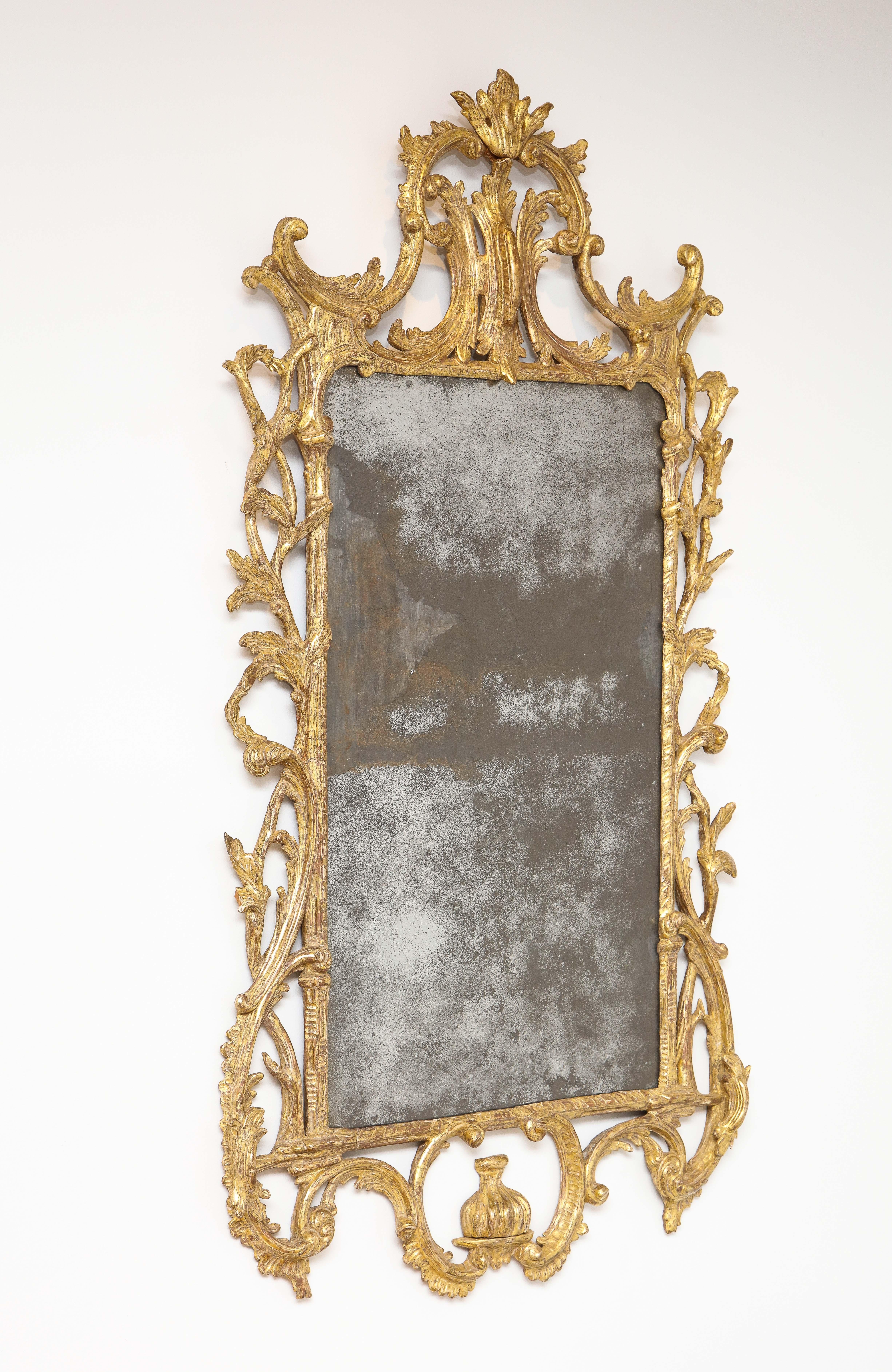 English Georgian Rococo Giltwood Mirror For Sale