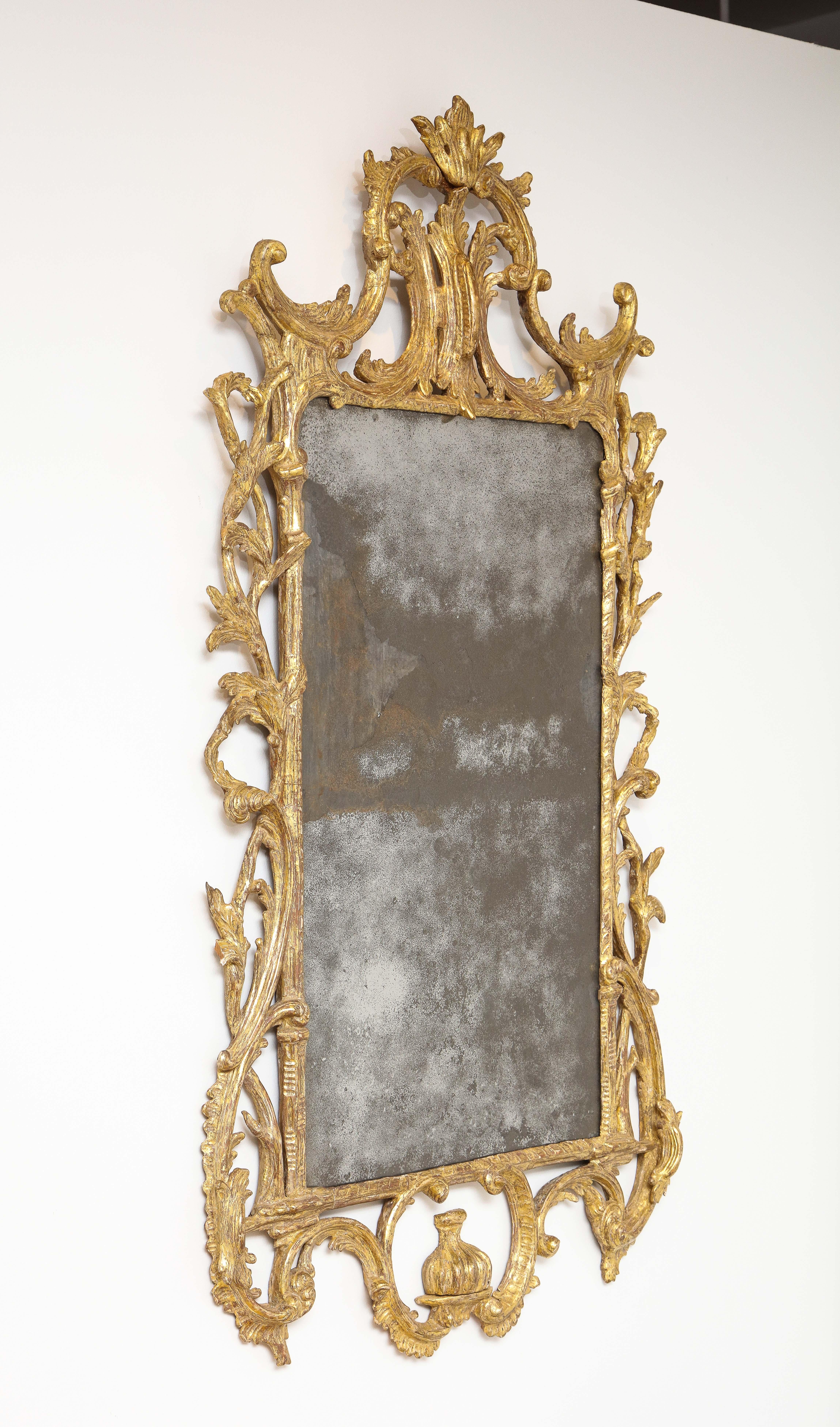 Carved Georgian Rococo Giltwood Mirror For Sale