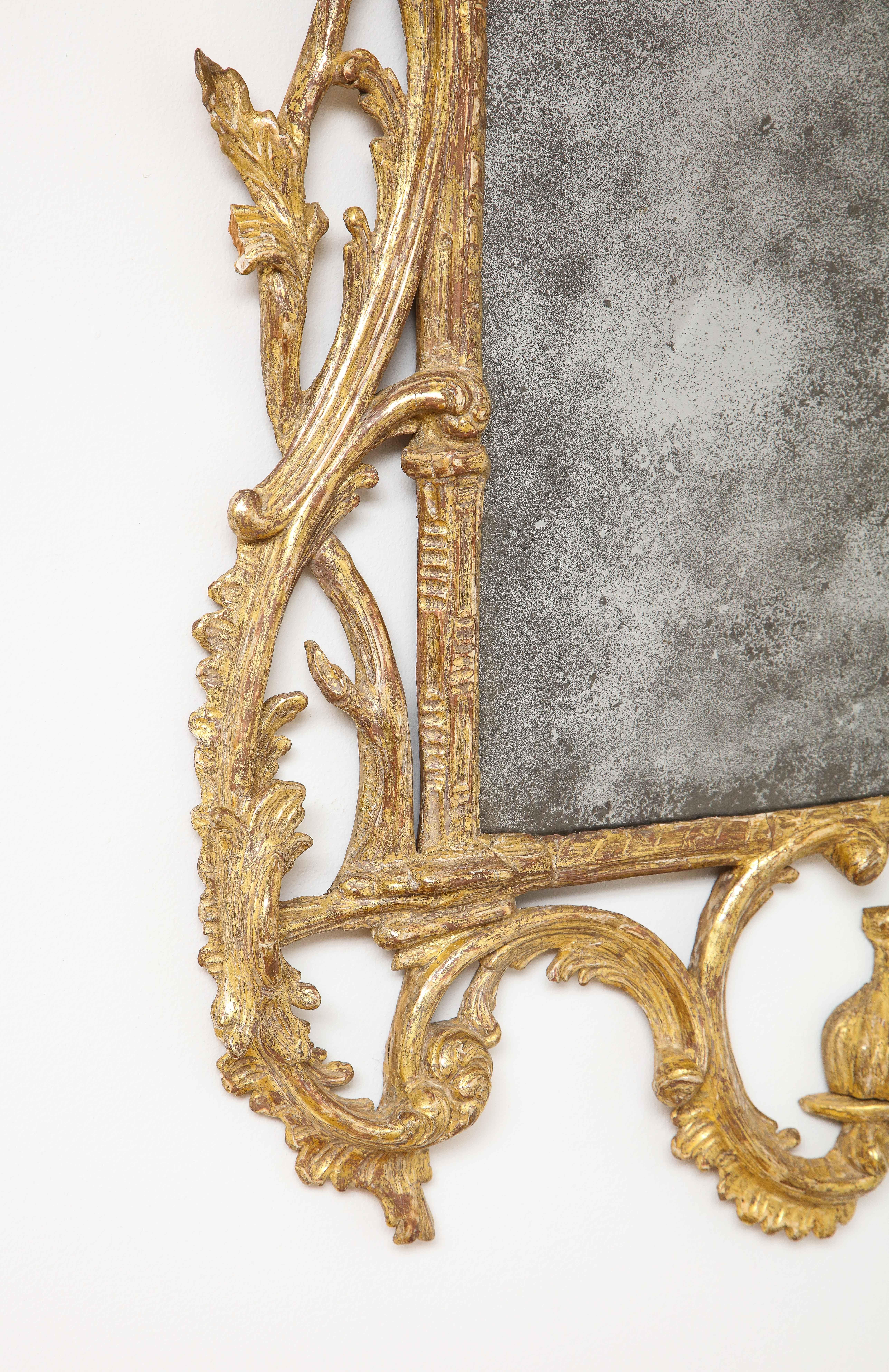 Mid-18th Century Georgian Rococo Giltwood Mirror For Sale
