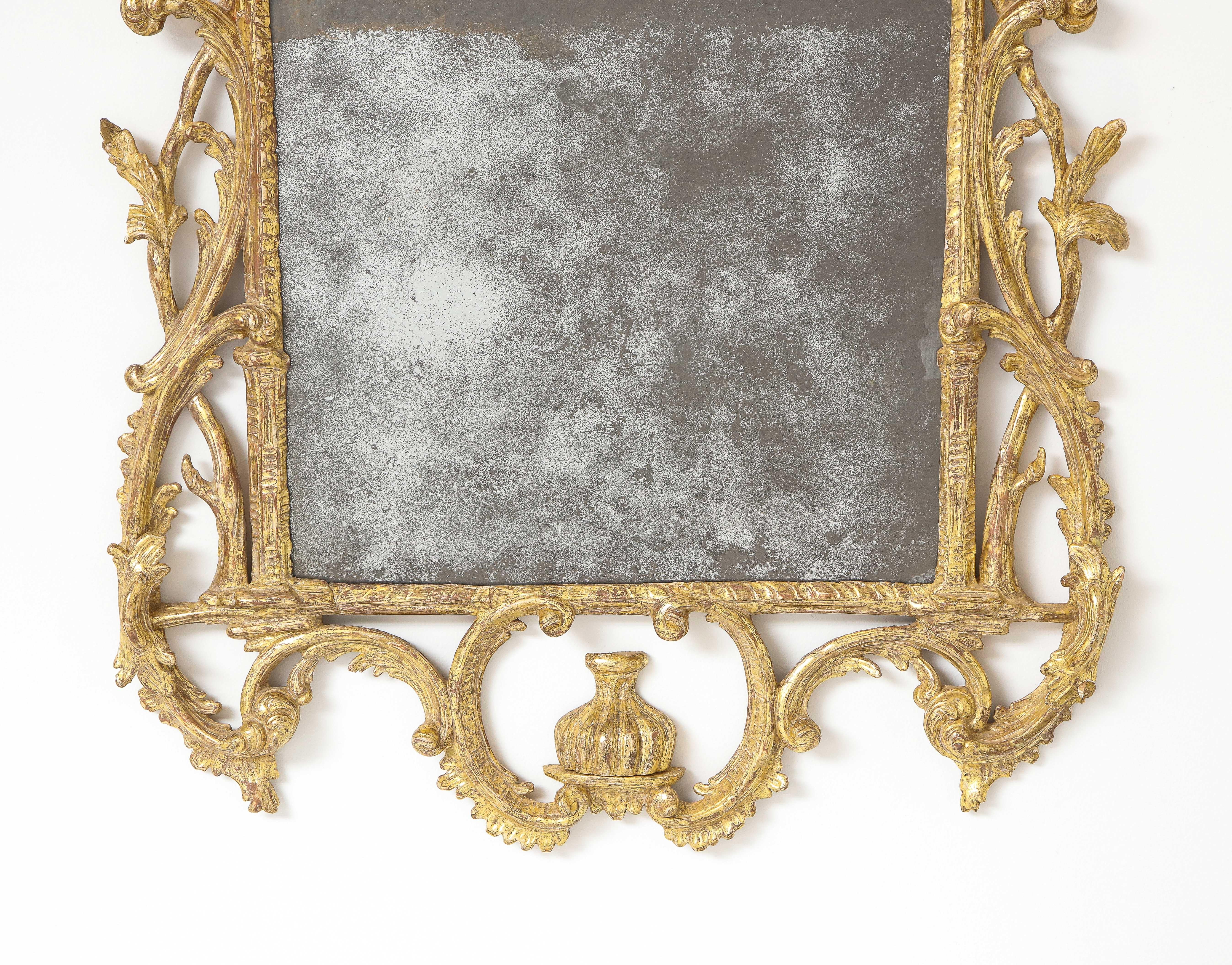 Mercury Glass Georgian Rococo Giltwood Mirror For Sale