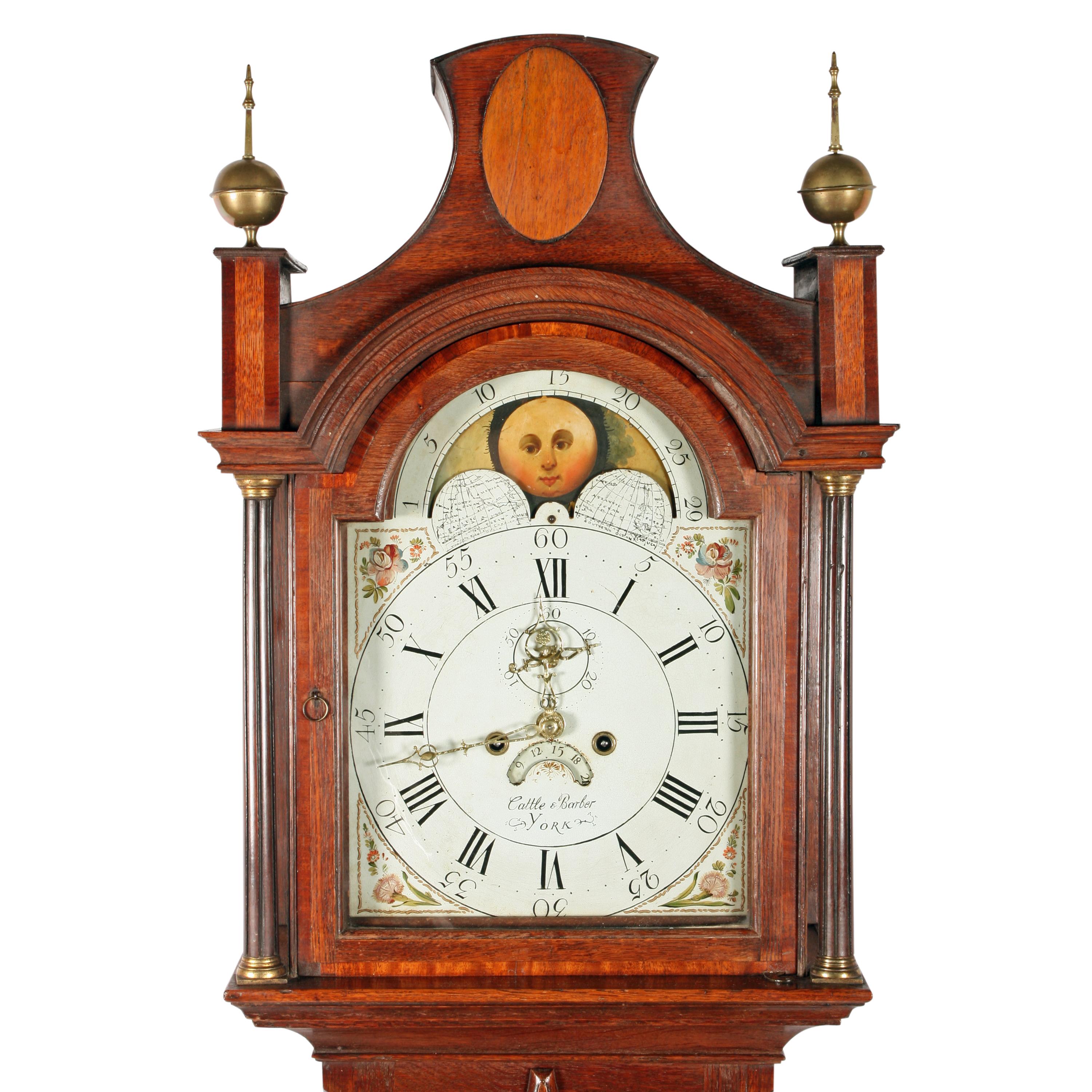 English Georgian Rolling Moon Grandfather Clock