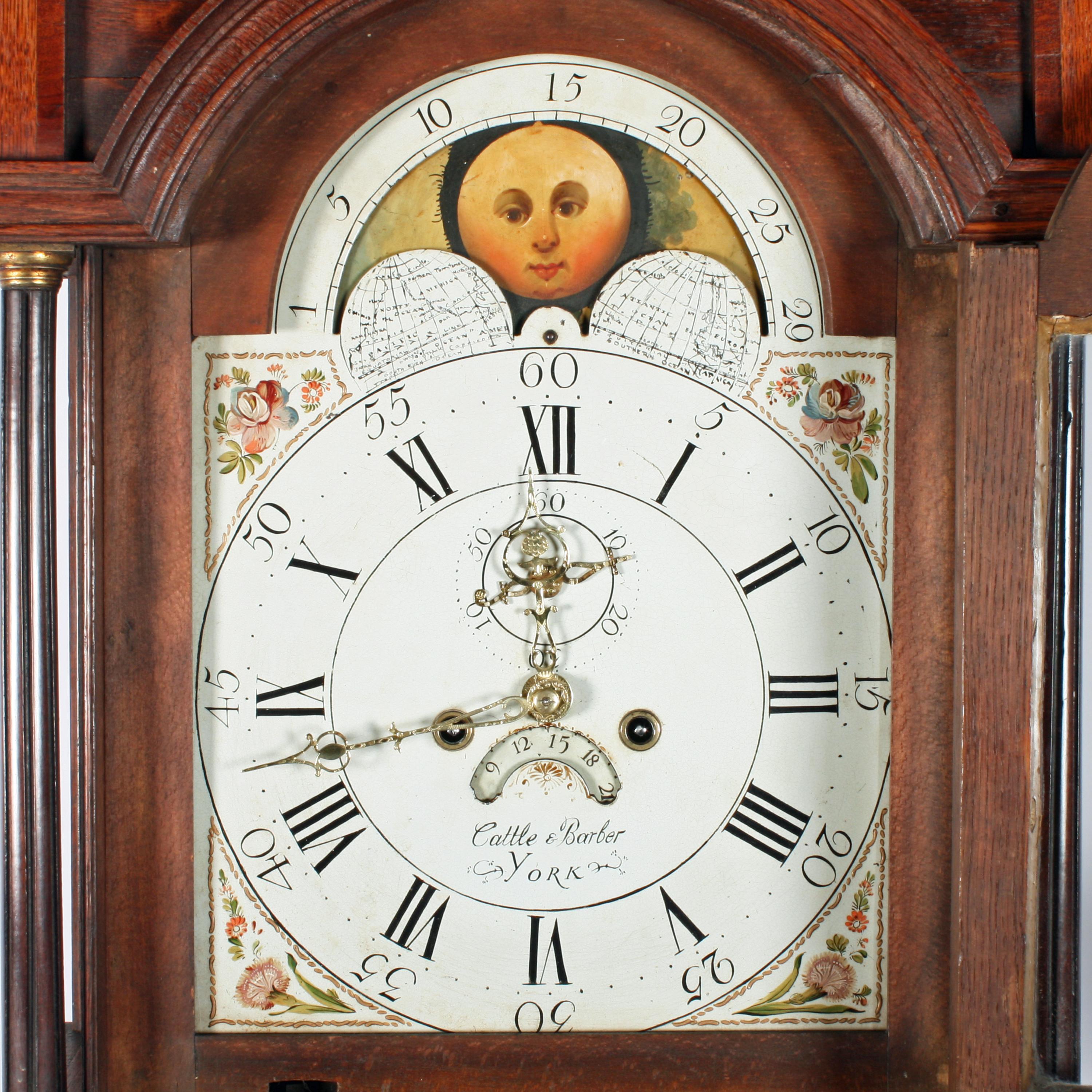 Georgian Rolling Moon Grandfather Clock In Good Condition In Newcastle Upon Tyne, GB