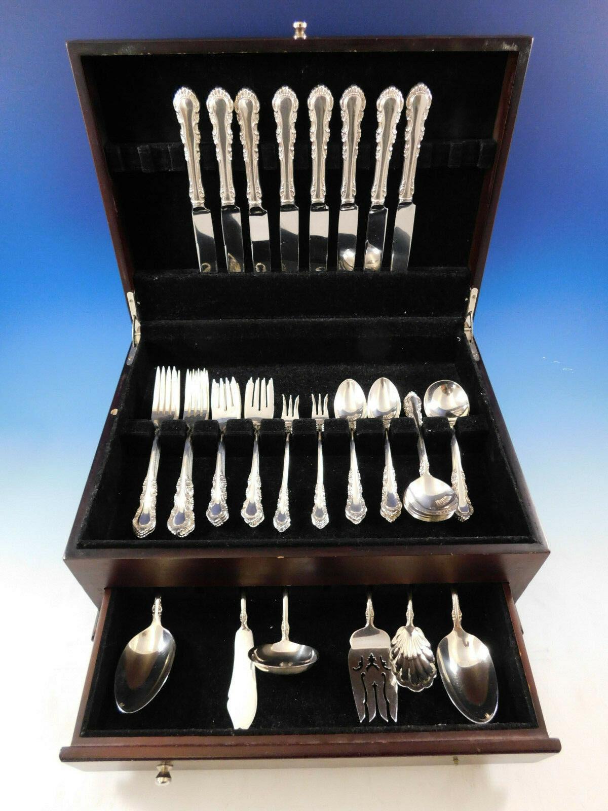 Georgian Rose by Reed & Barton sterling silver flatware set, 54 pieces. This set includes:

8 knives, 9 1/4