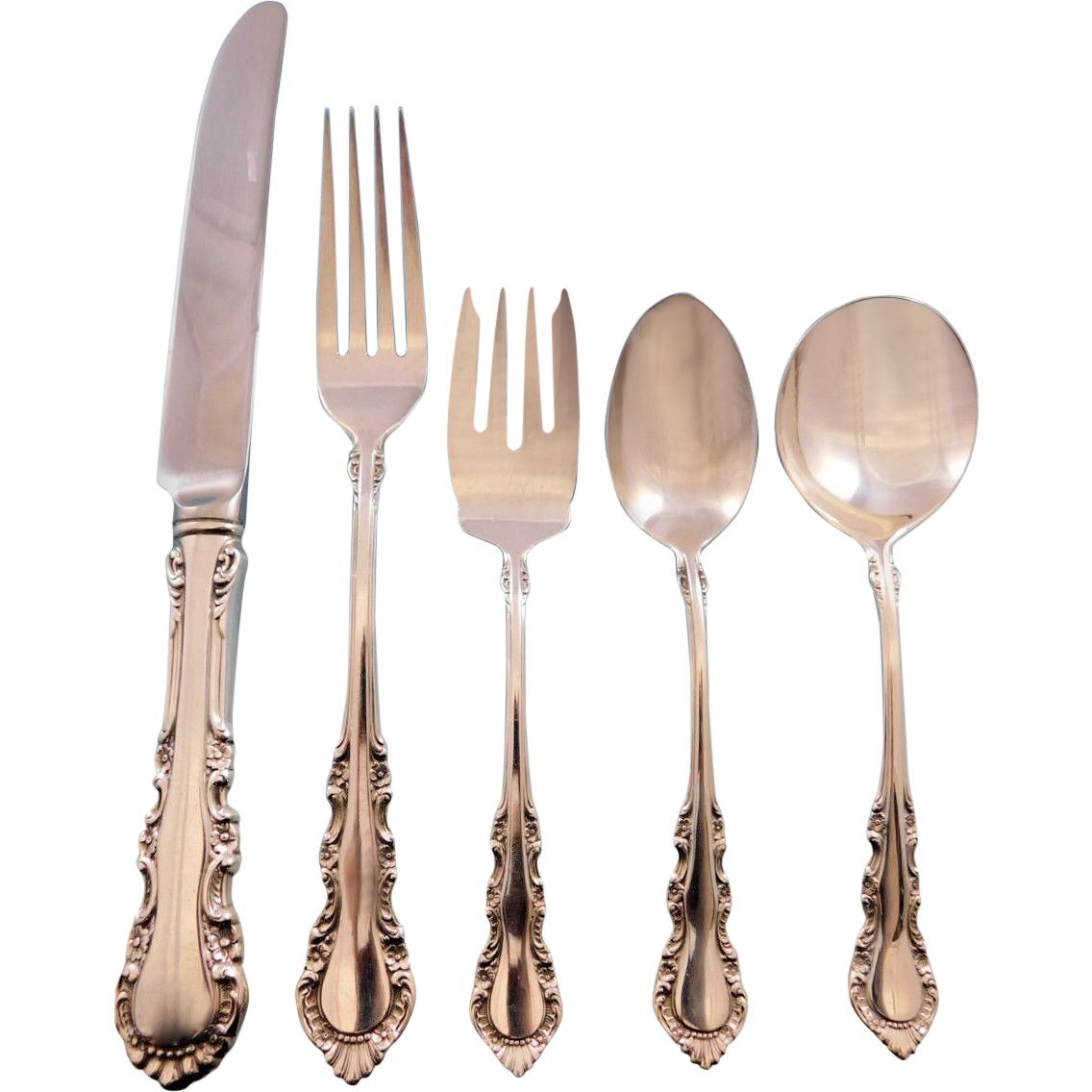 Georgian Rose by Reed & Barton Sterling Silver Flatware Set Service 71 Pc Dinner