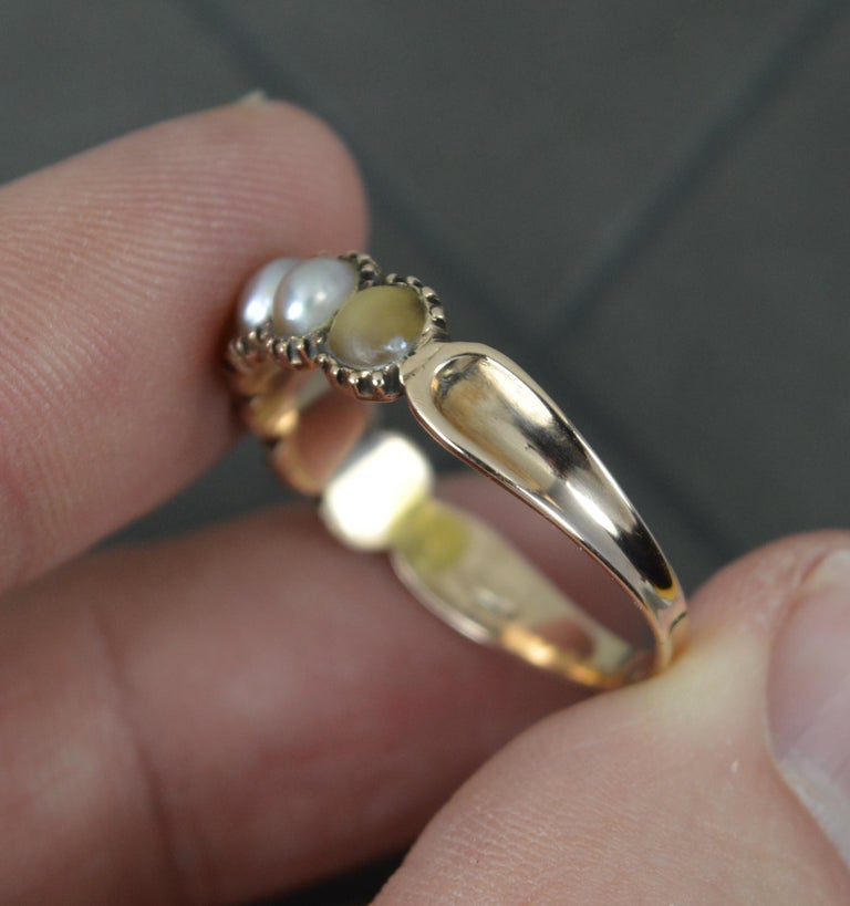 Georgian Rose Cut and 9ct Rose Gold Seven Pearl Stack Ring For Sale at ...