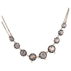 Georgian rose cut diamond 14k yellow gold silver necklace