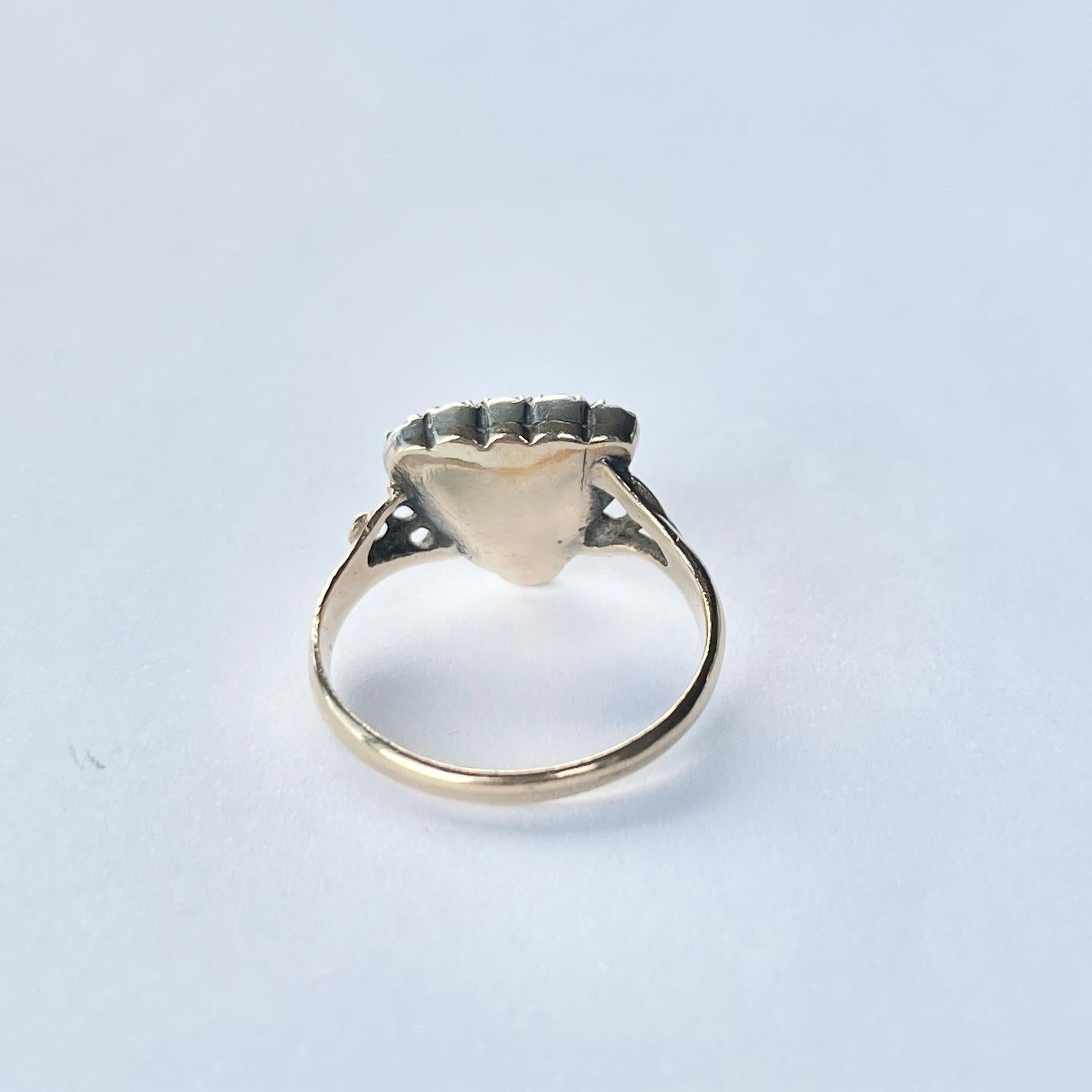 Georgischer Diamantring mit Rosenschliff und 15 Karat Gold  im Zustand „Gut“ in Chipping Campden, GB