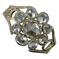 Georgian Rose Cut Diamond and 15ct Gold Cluster Panel Ring Georgian Rose Cut Diamond and 15ct Gold Cluster Panel Ring
