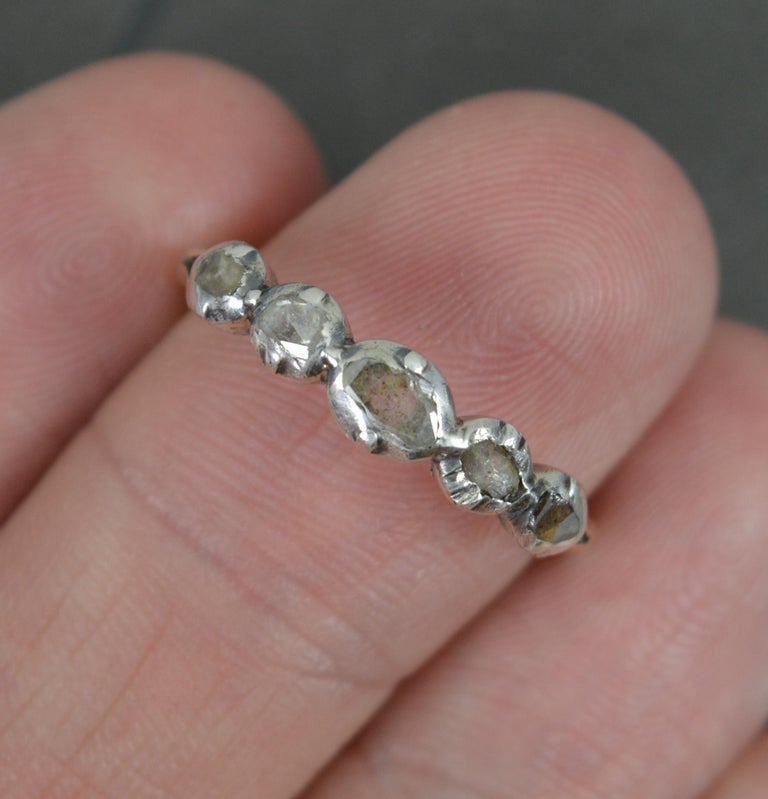 Georgian Rose Cut Diamond and 15ct Gold Five Stone Stack Ring For Sale ...