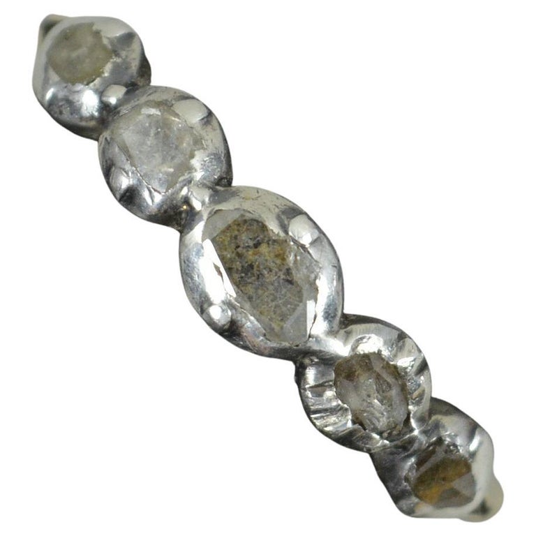 Georgian Rose Cut Diamond and 15ct Gold Five Stone Stack Ring For Sale ...