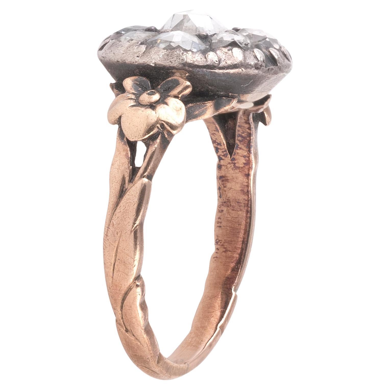 Georgian Rose Cut Diamond Cluster Ring c1820 In Excellent Condition For Sale In Firenze, IT